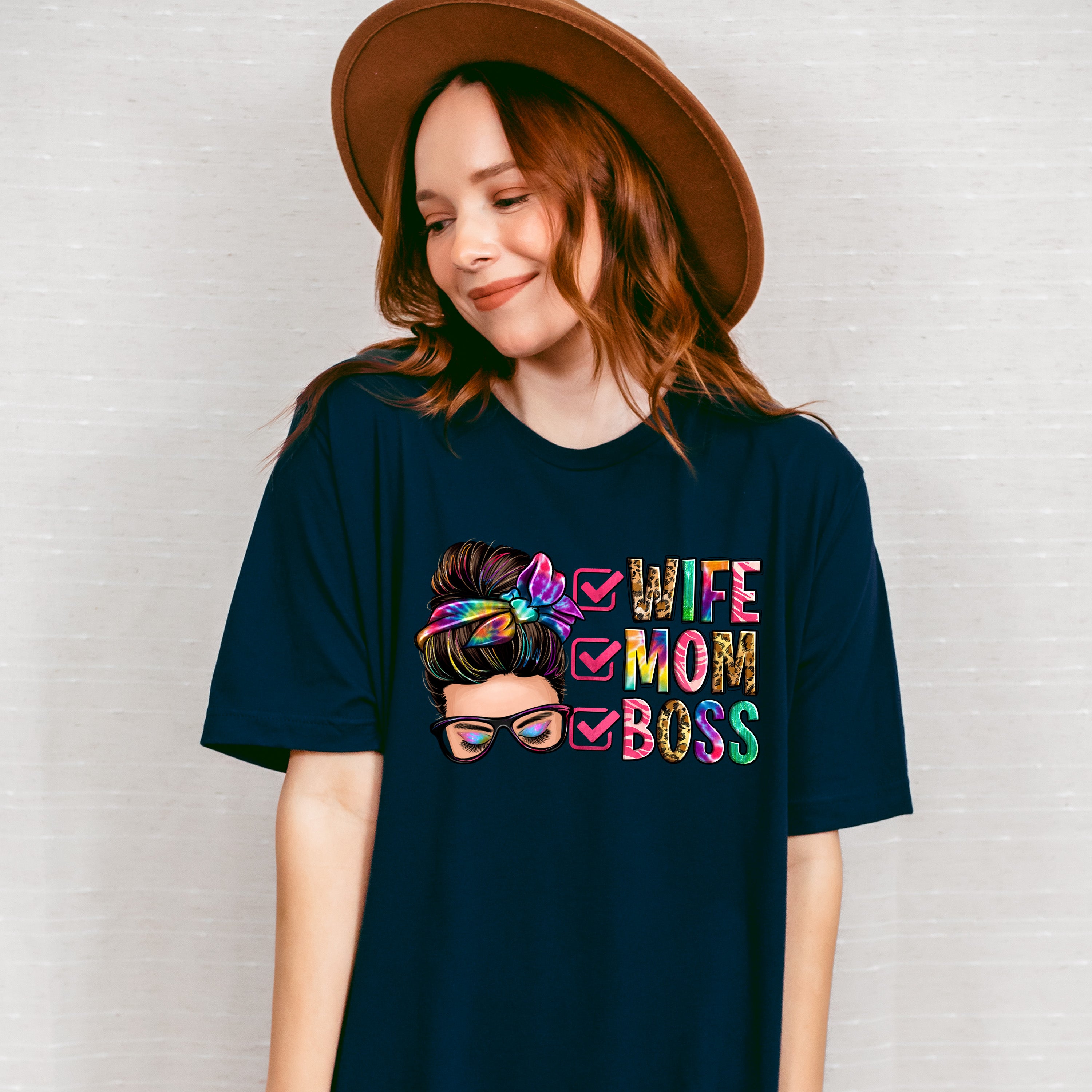 Wife Mom Boss Mother's Day Unisex Crewneck T-Shirt Sweatshirt Hoodie