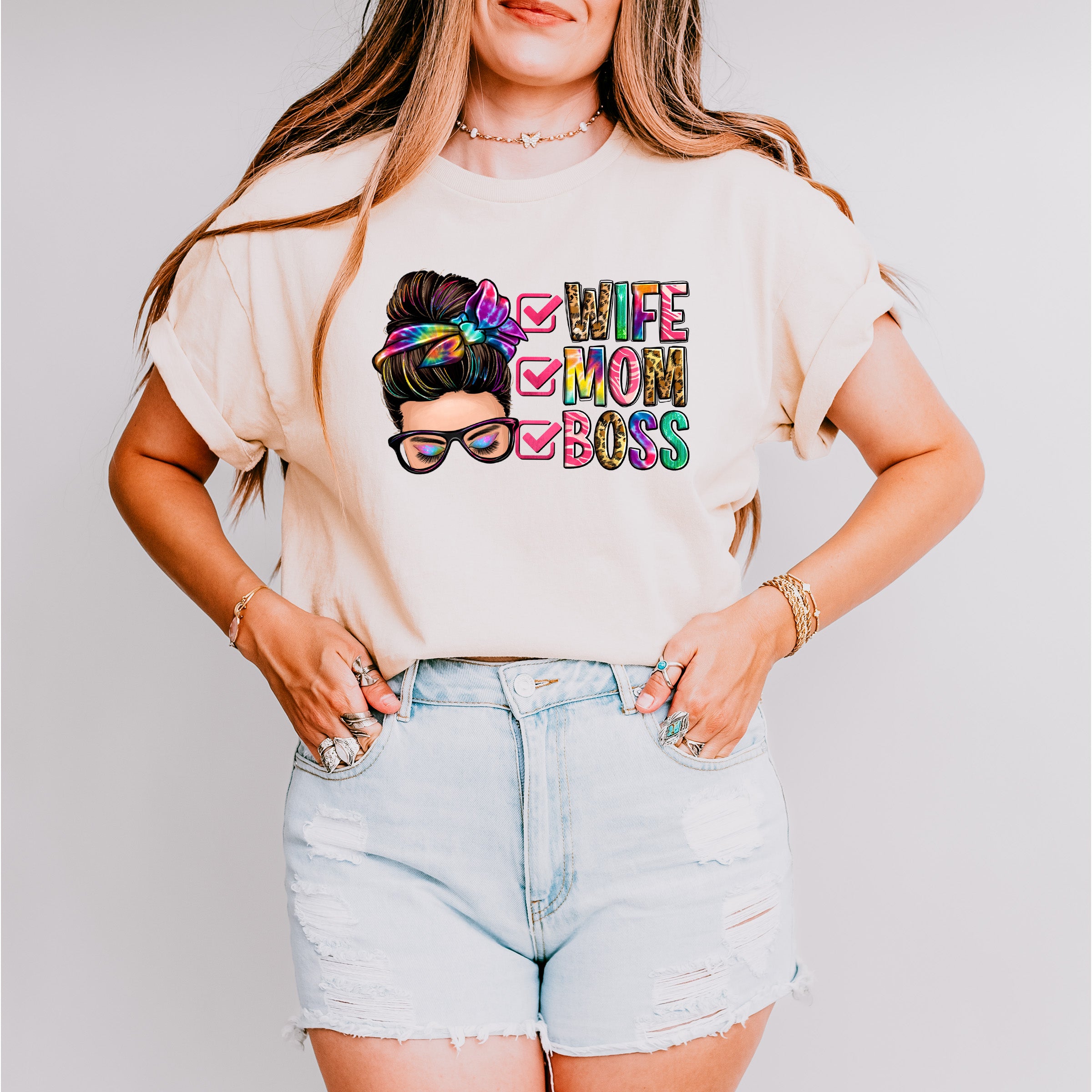 Wife Mom Boss Mother's Day Unisex Crewneck T-Shirt Sweatshirt Hoodie