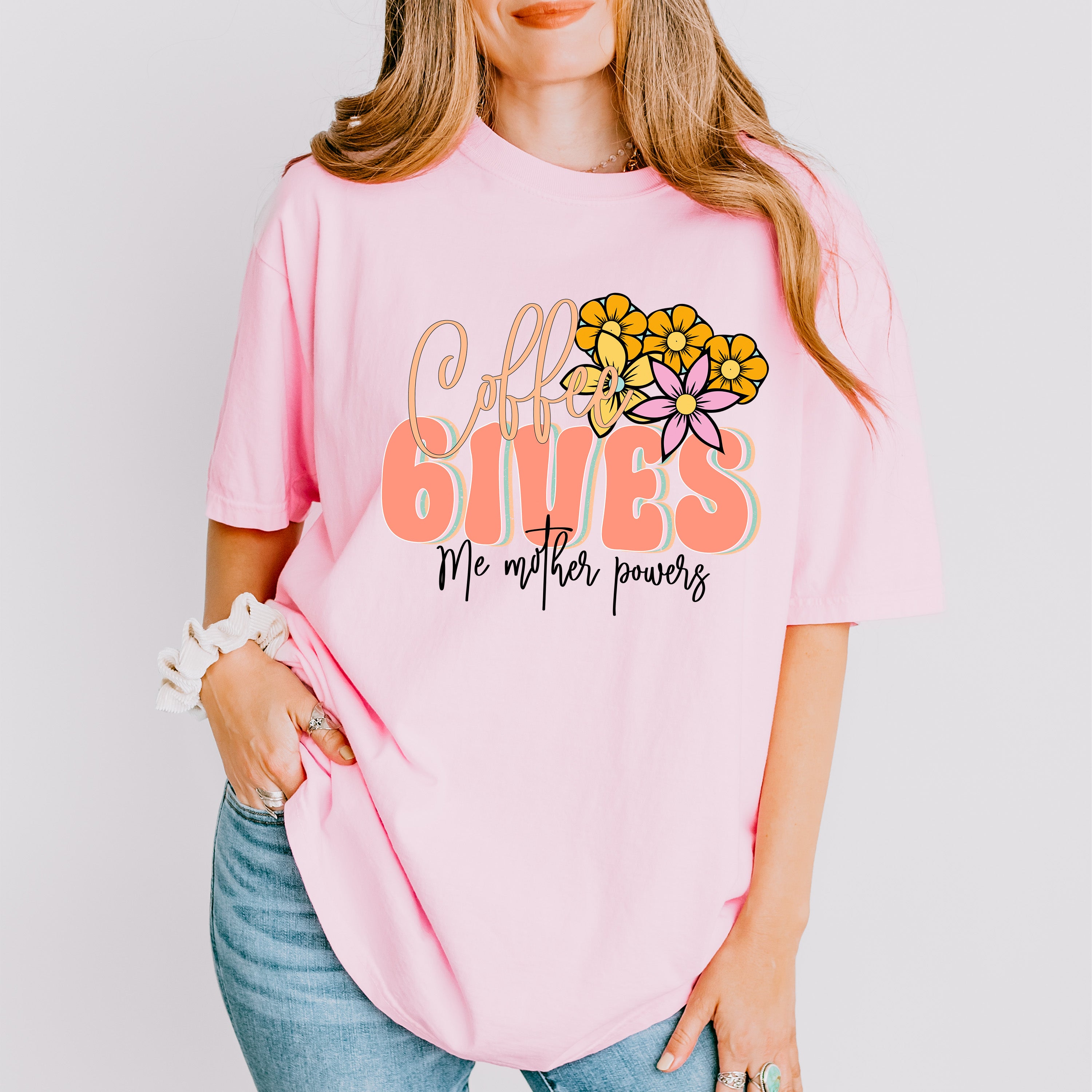 Coffee Gives Mother Powers Mother's Day Unisex Crewneck T-Shirt Sweatshirt Hoodie