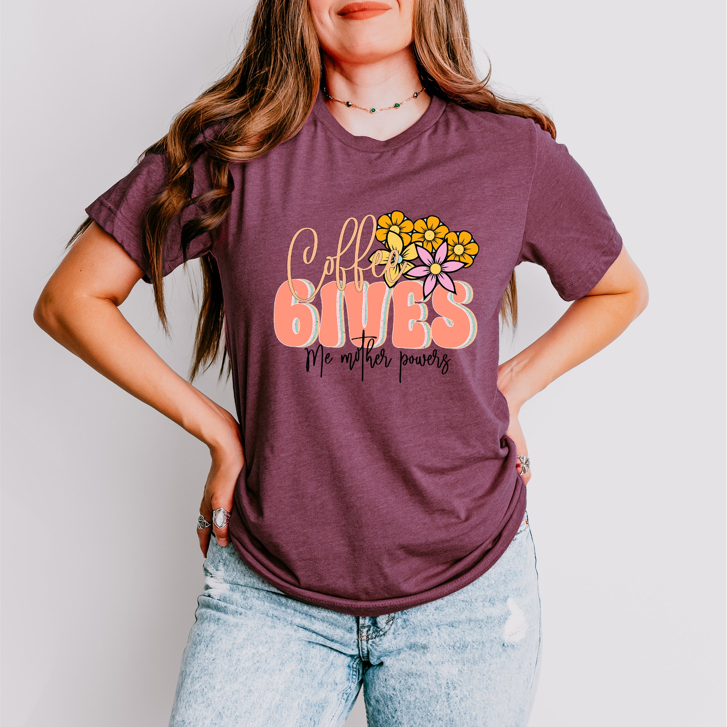 Coffee Gives Mother Powers Mother's Day Unisex Crewneck T-Shirt Sweatshirt Hoodie