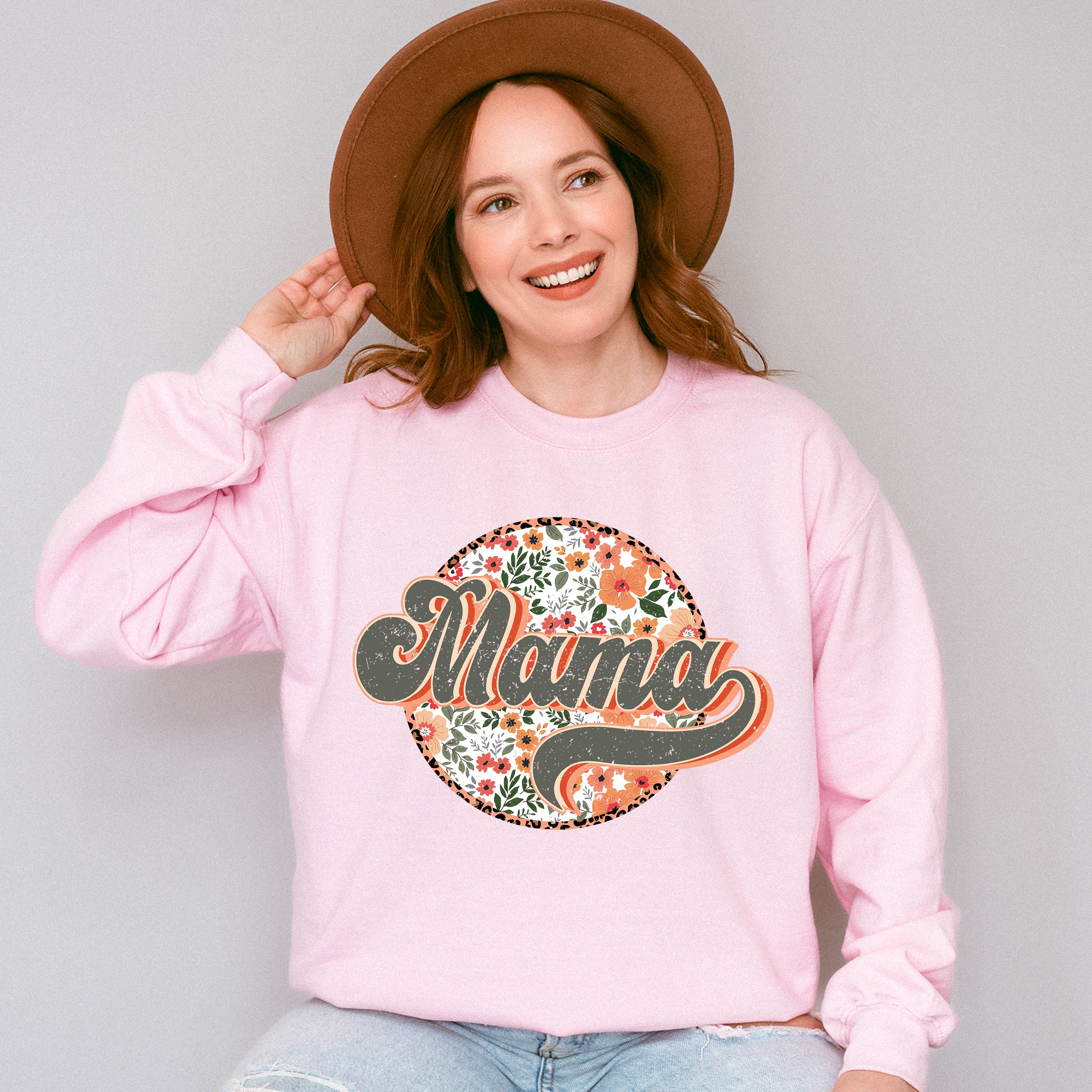 Retro Flowers Mama Mother's Day Unisex Crewneck T-Shirt Sweatshirt Hoodie
