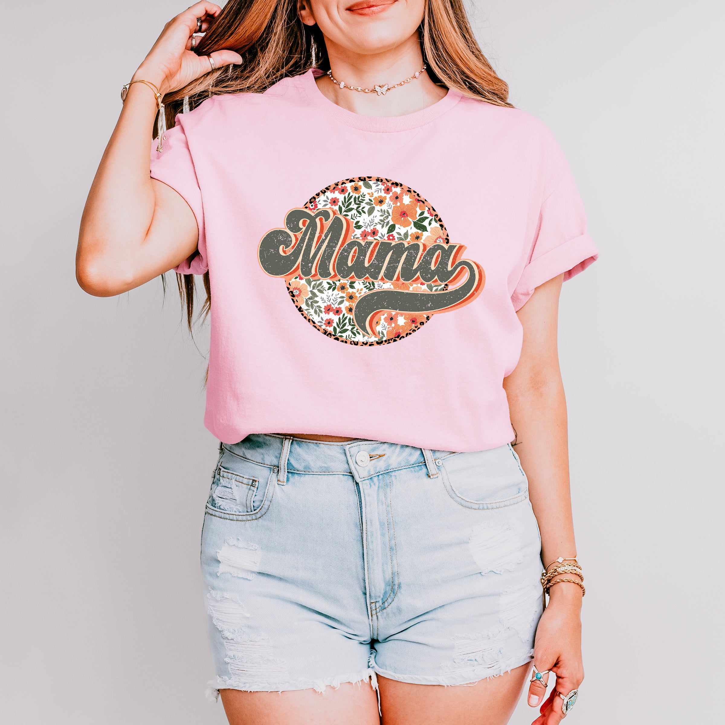 Retro Flowers Mama Mother's Day Unisex Crewneck T-Shirt Sweatshirt Hoodie