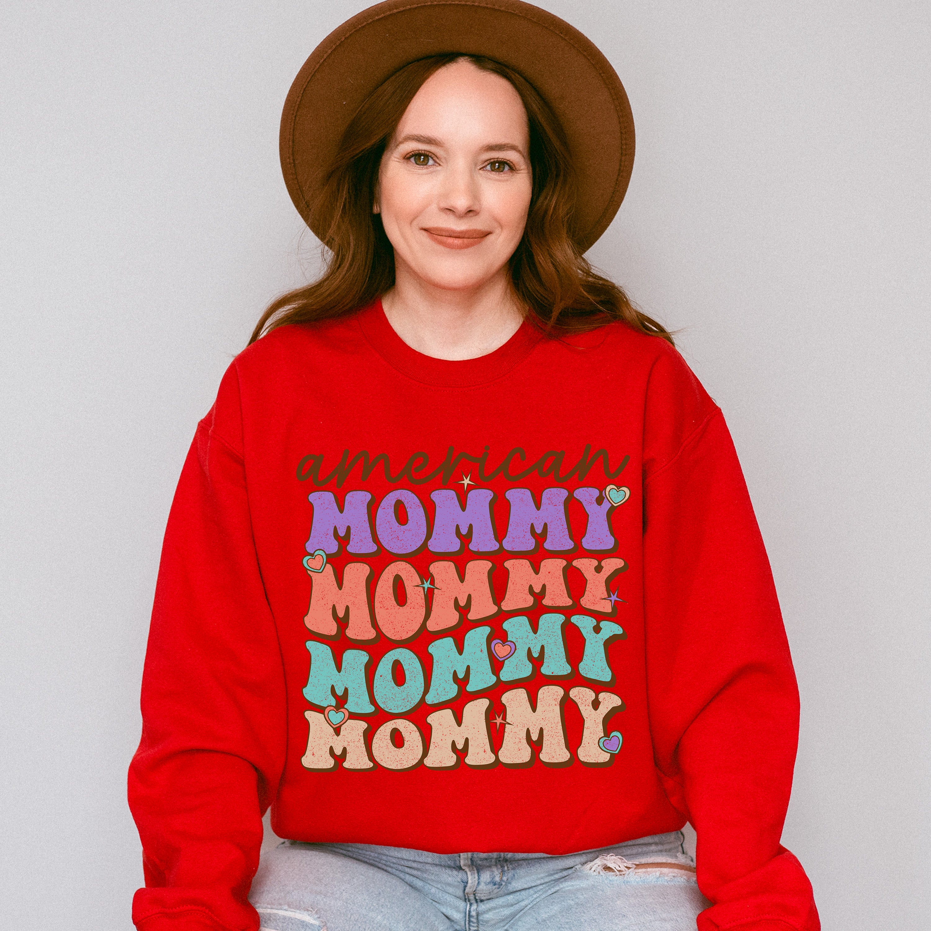 American Mommy Mother's Day Unisex Crewneck T-Shirt Sweatshirt Hoodie