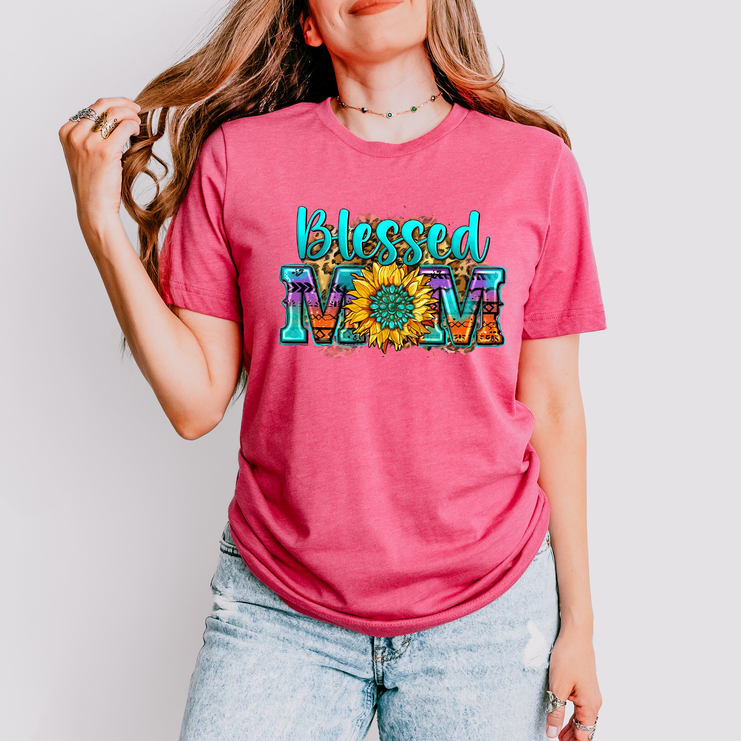 Sunflower Blessed Mom Mother's Day Unisex Crewneck T-Shirt Sweatshirt Hoodie