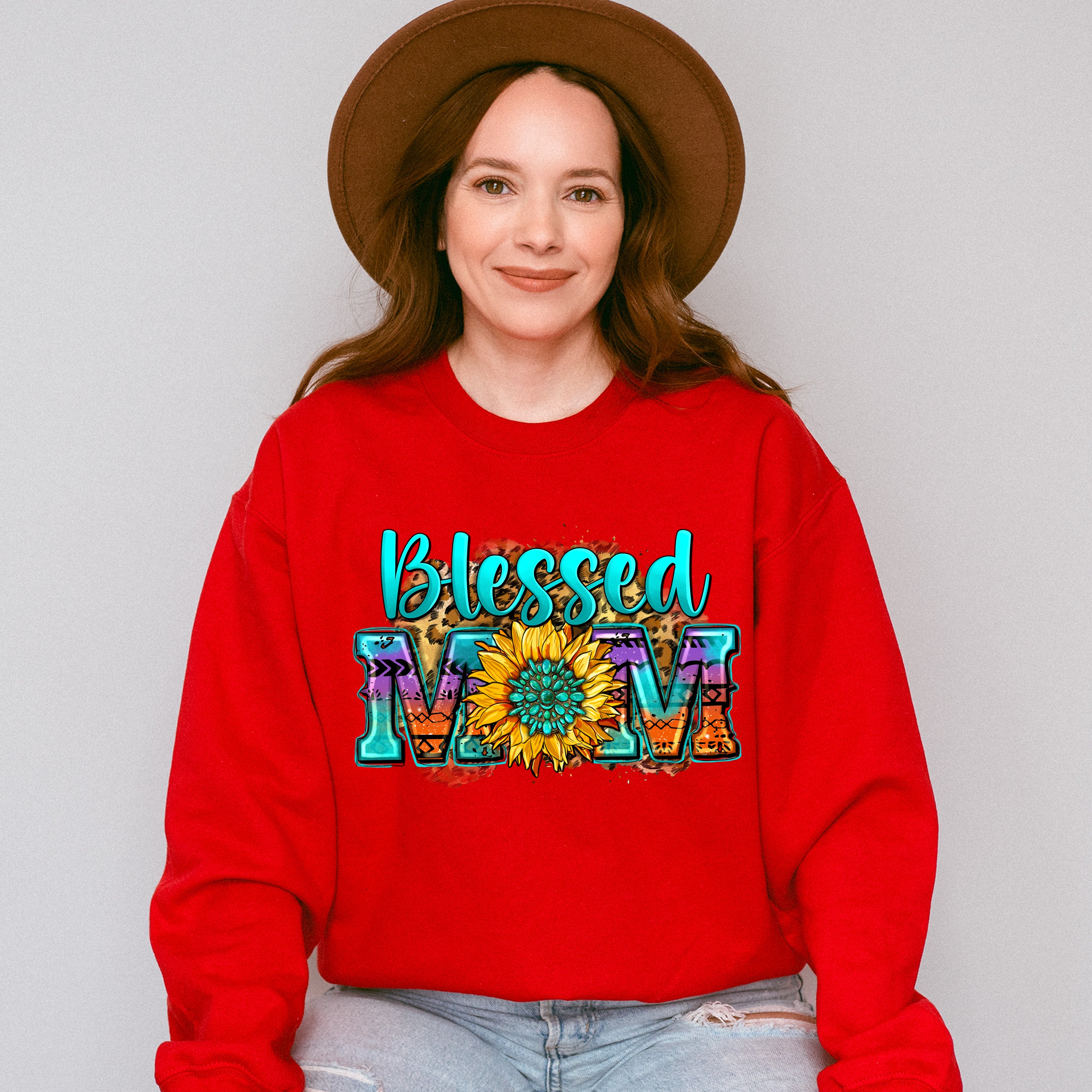 Sunflower Blessed Mom Mother's Day Unisex Crewneck T-Shirt Sweatshirt Hoodie