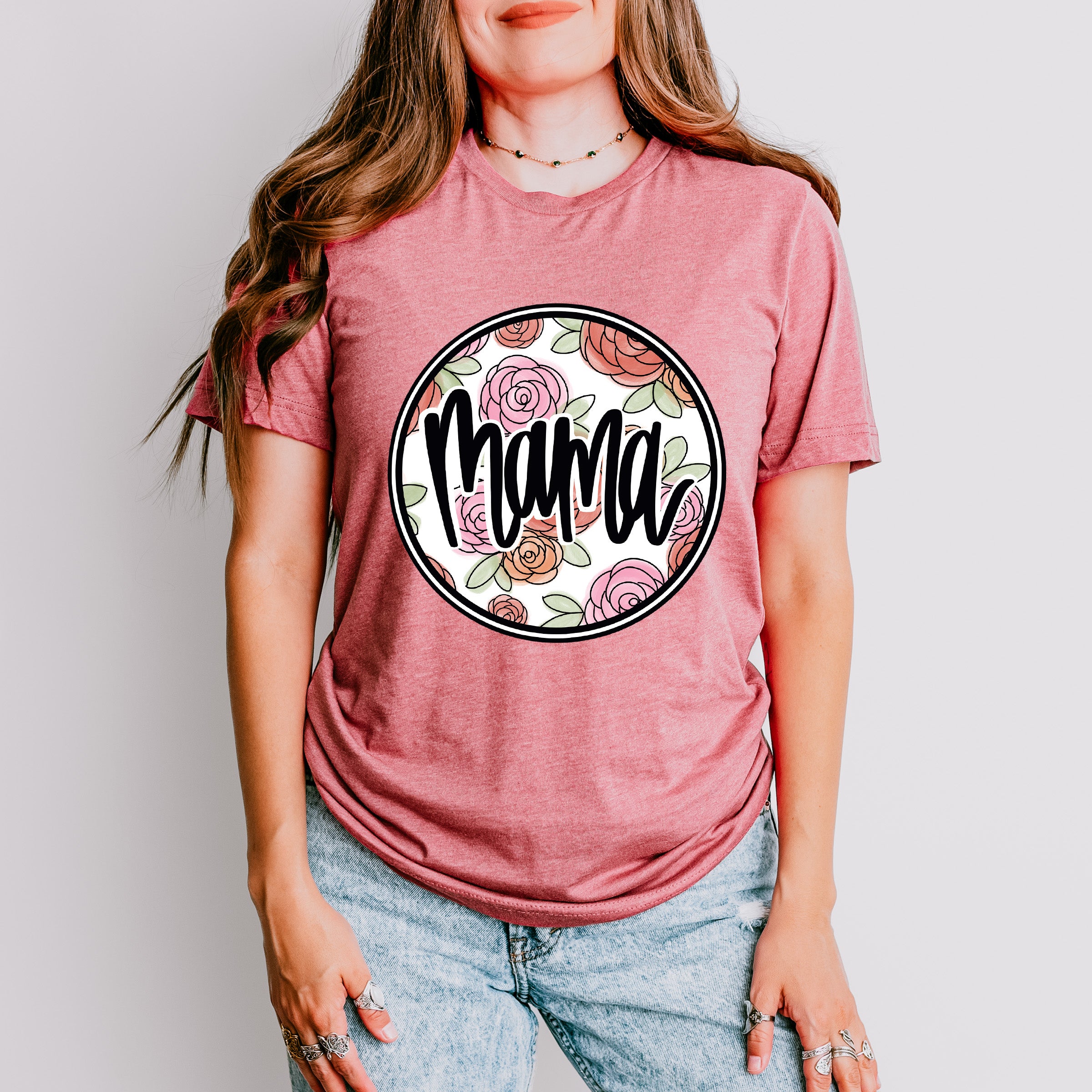 Circle Roses Mama Mother's Day Unisex Crewneck T-Shirt Sweatshirt Hoodie