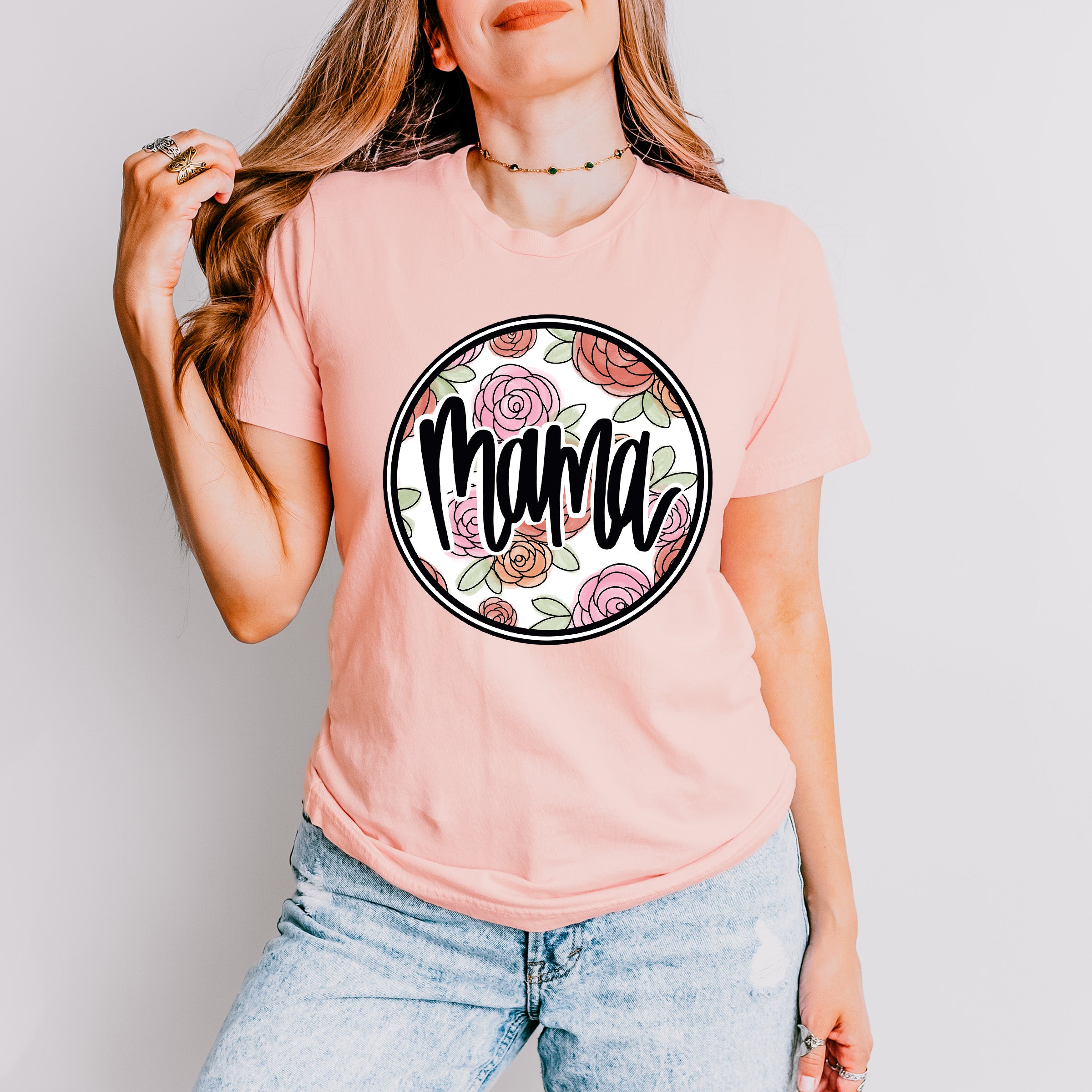 Circle Roses Mama Mother's Day Unisex Crewneck T-Shirt Sweatshirt Hoodie