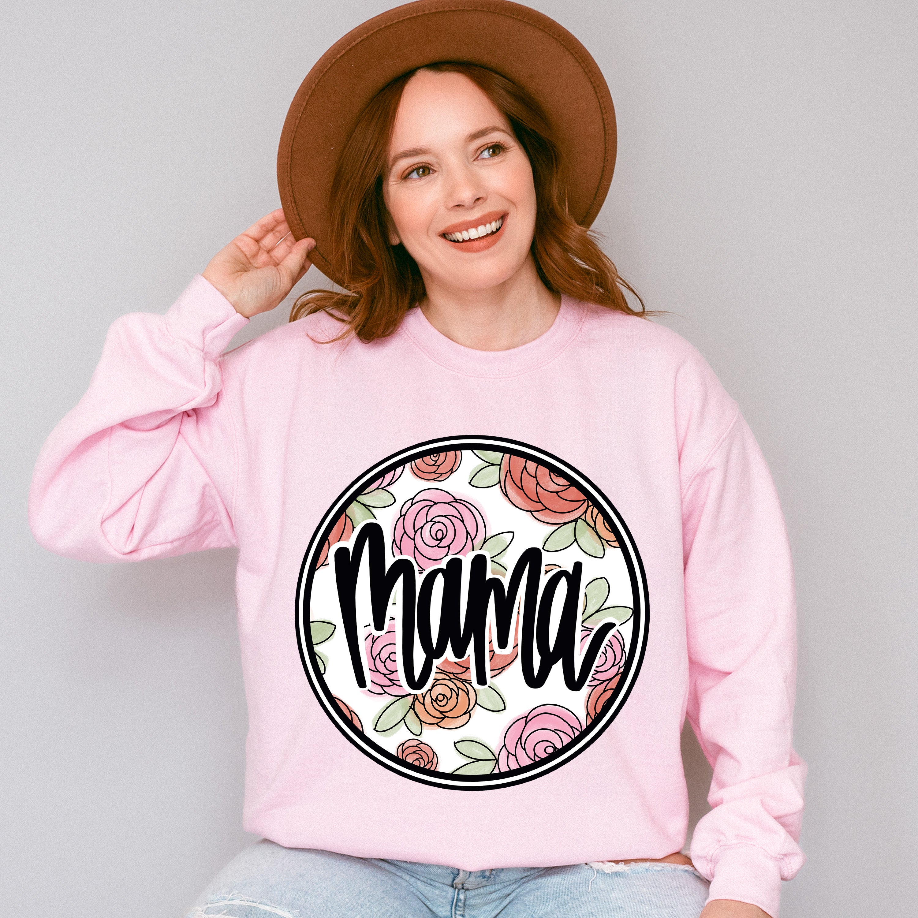 Circle Roses Mama Mother's Day Unisex Crewneck T-Shirt Sweatshirt Hoodie