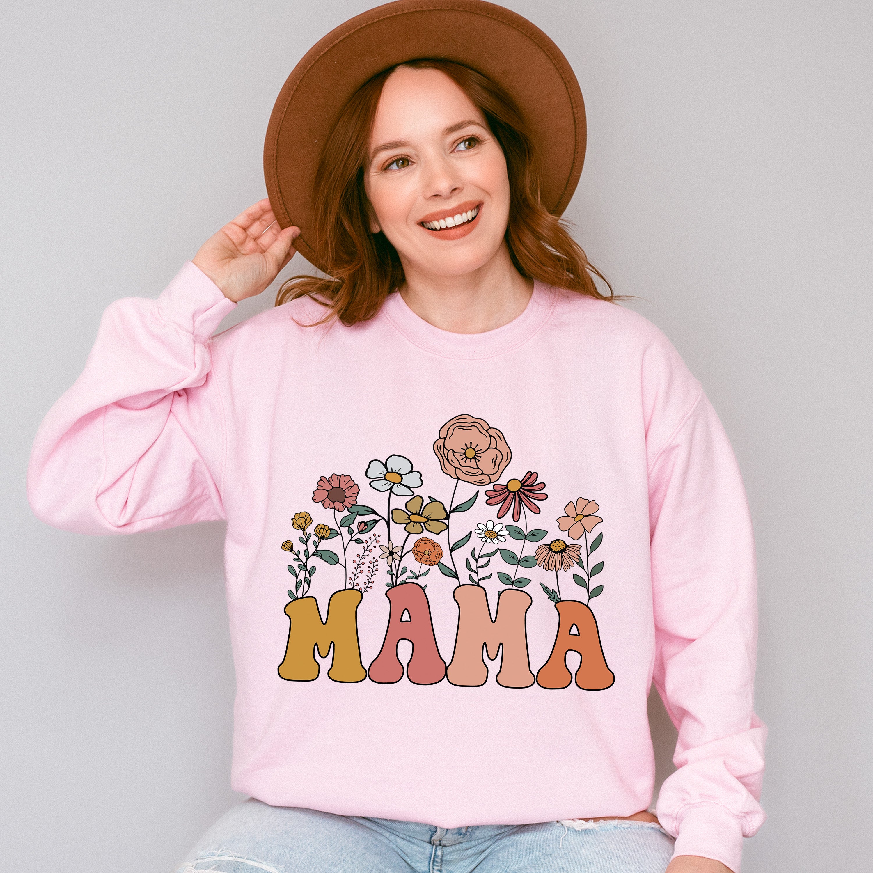 Mama Flowers Mother's Day Unisex Crewneck T-Shirt Sweatshirt Hoodie