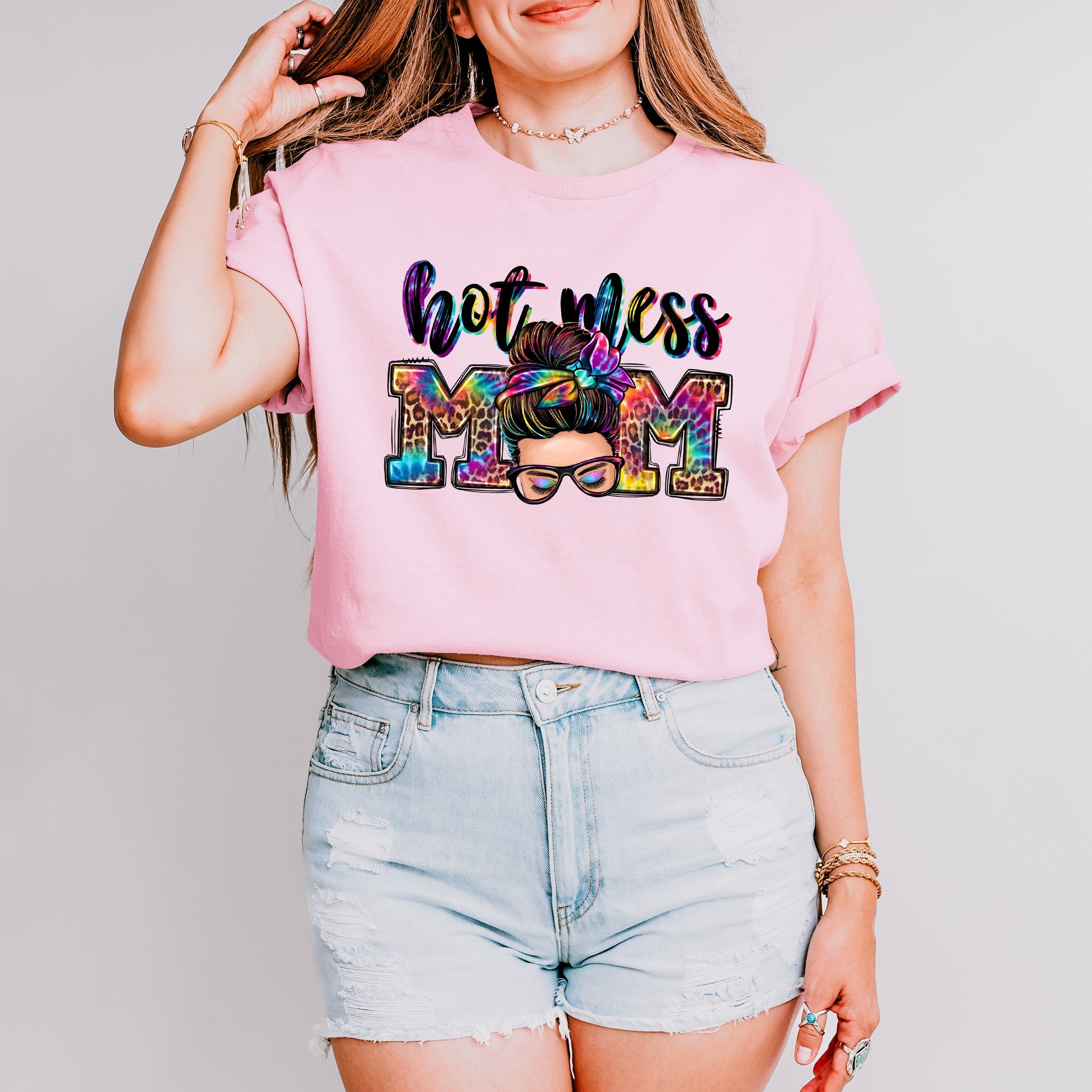 Hot Mess Mom Mother's Day Unisex Crewneck T-Shirt Sweatshirt Hoodie