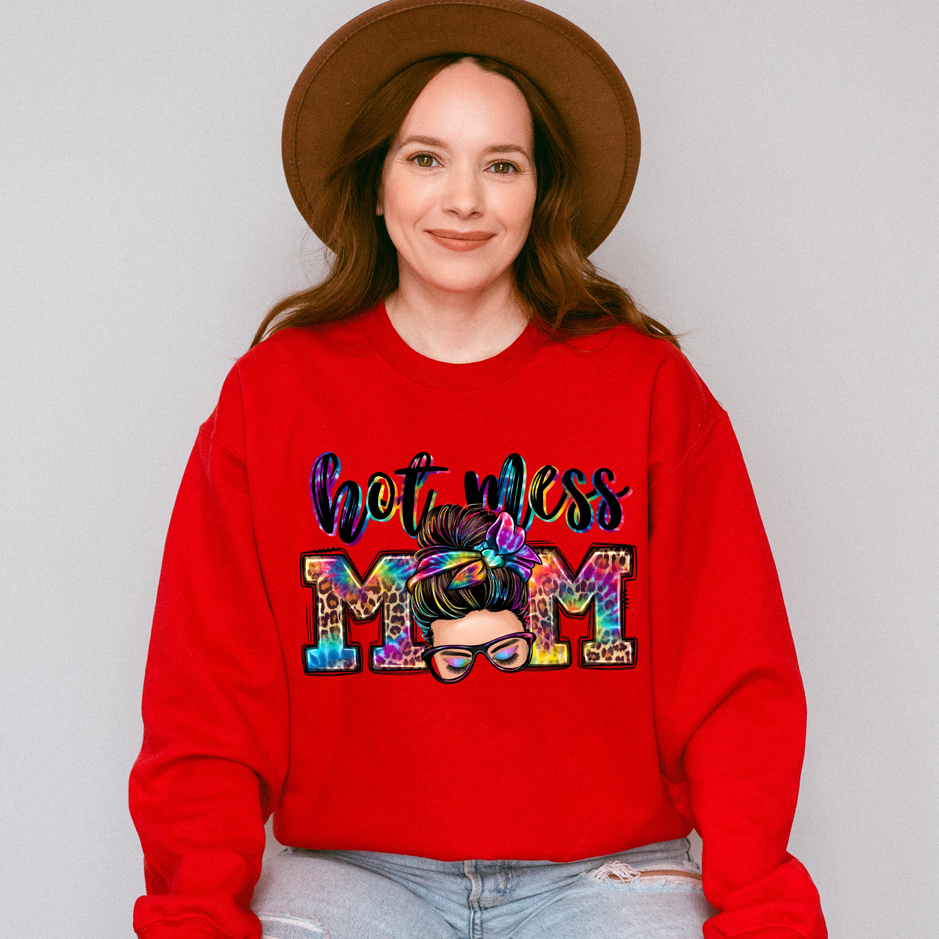 Hot Mess Mom Mother's Day Unisex Crewneck T-Shirt Sweatshirt Hoodie