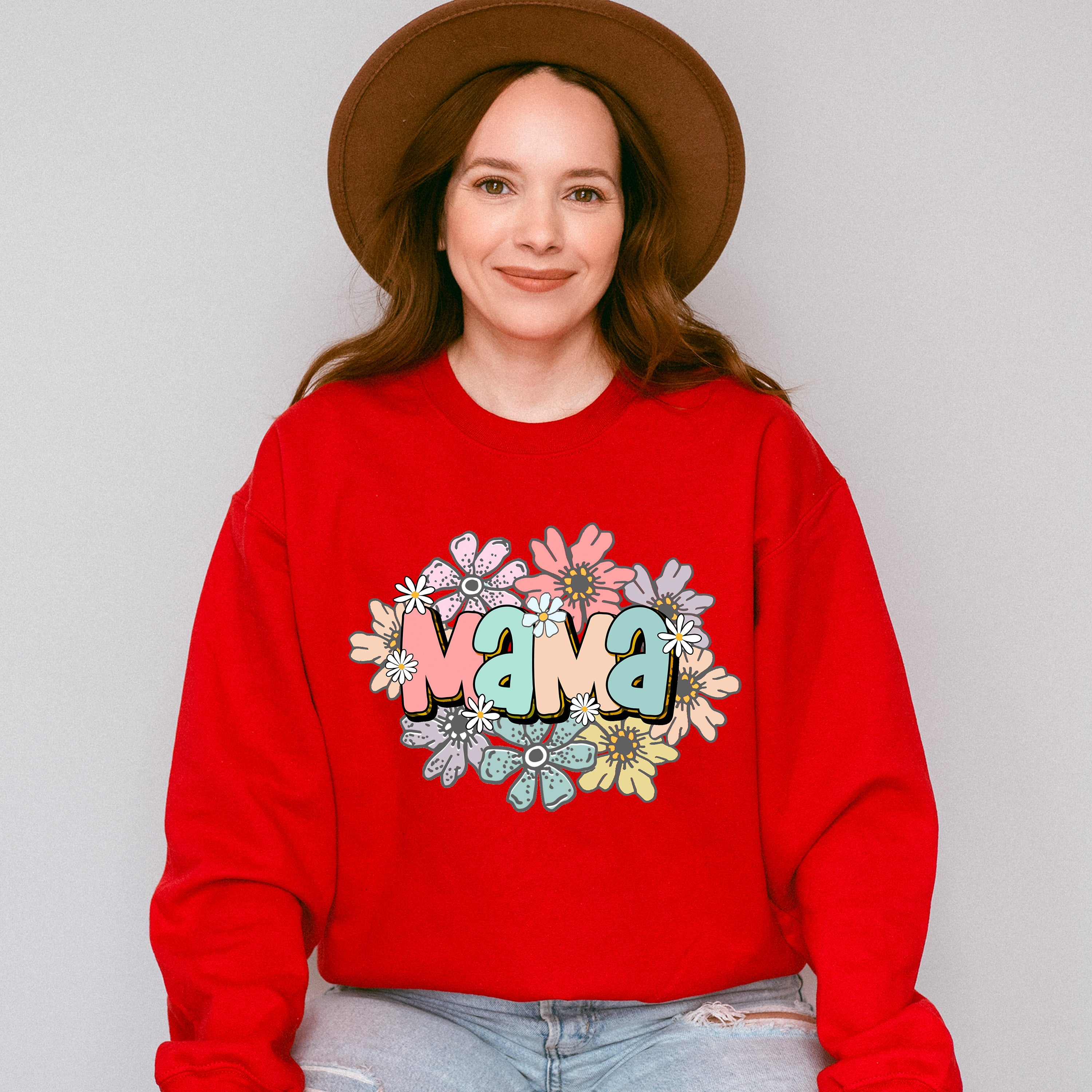 MAMA Flowers Mother's Day Unisex Crewneck T-Shirt Sweatshirt Hoodie