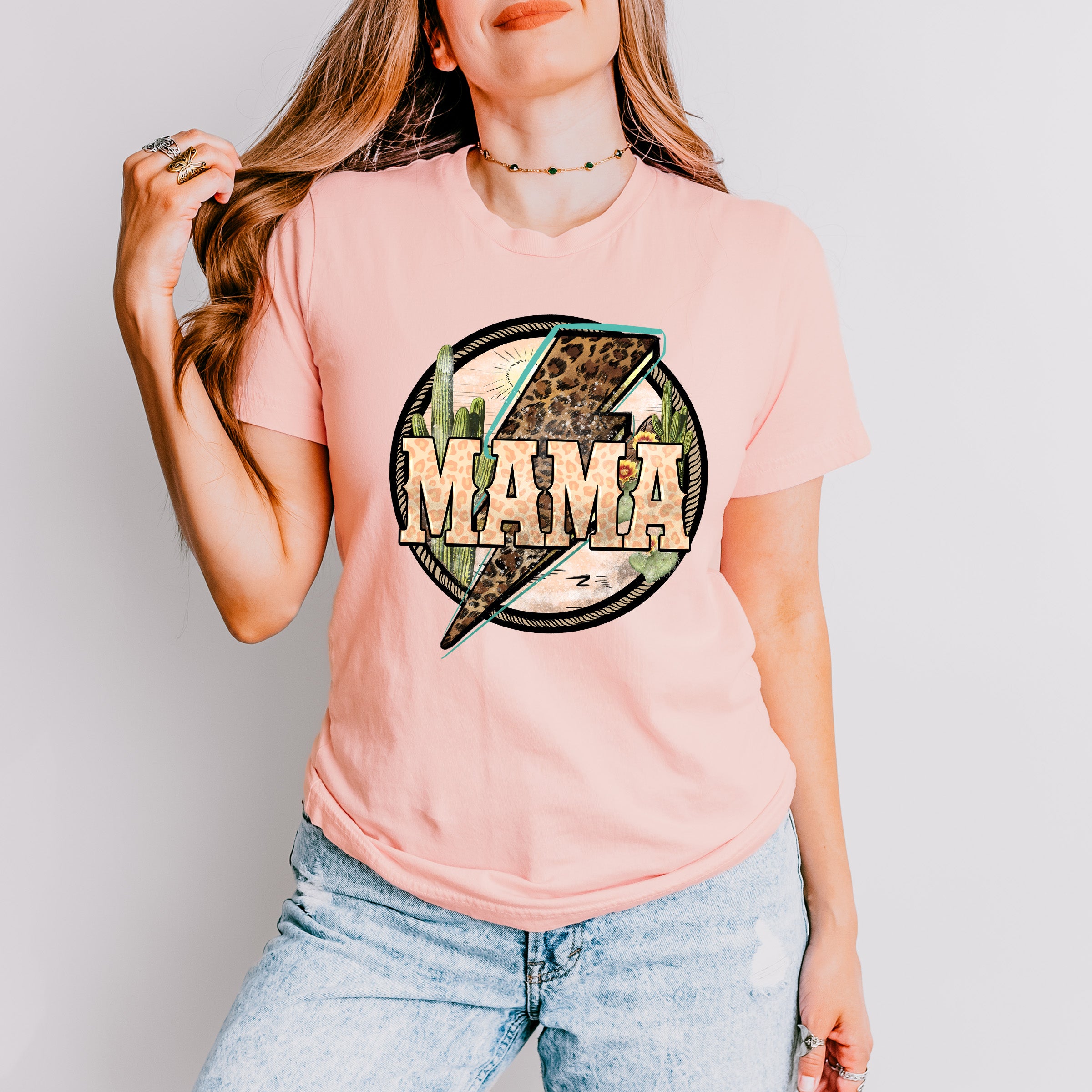 Mama Leopard Lightning Mother's Day Unisex Crewneck T-Shirt Sweatshirt Hoodie