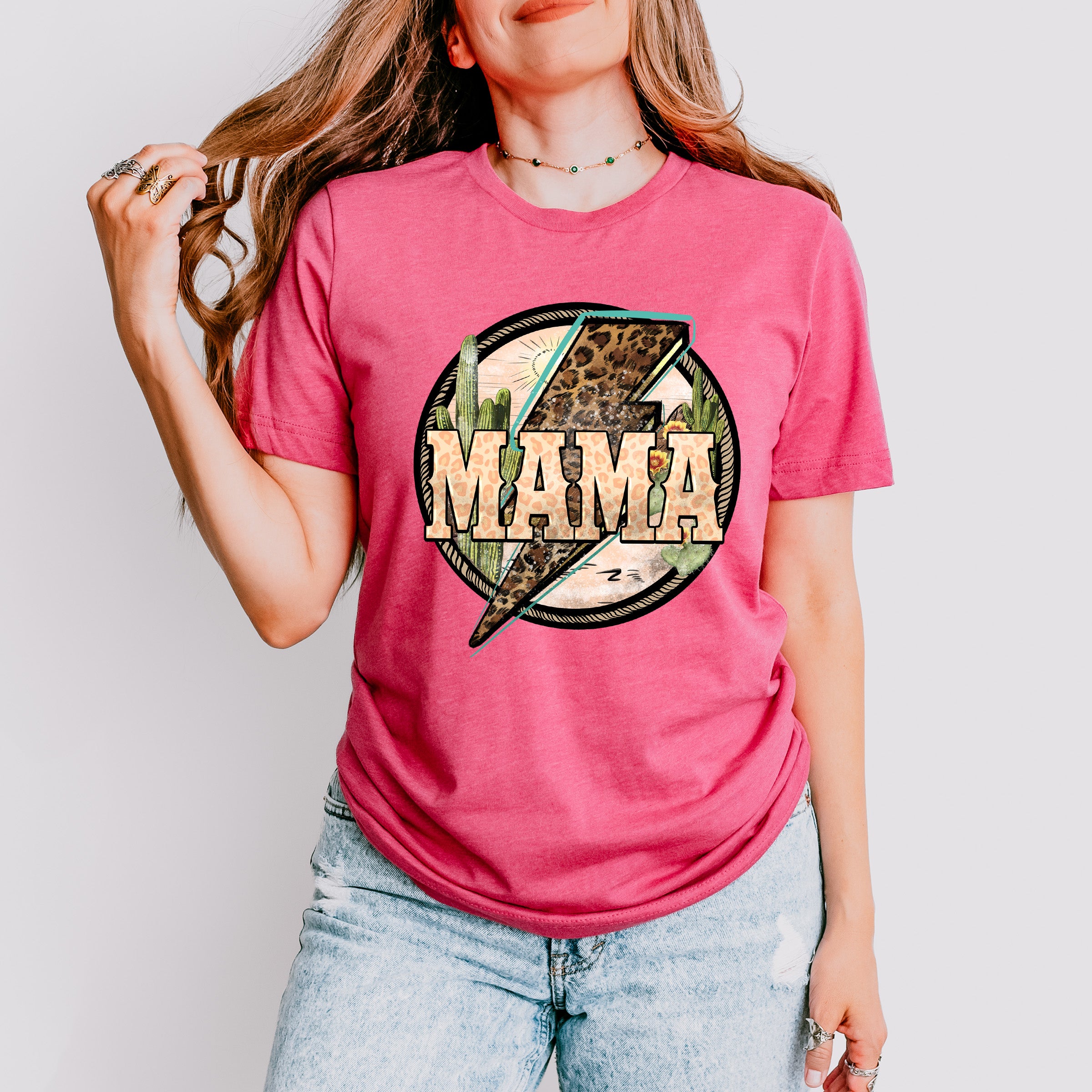 Mama Leopard Lightning Mother's Day Unisex Crewneck T-Shirt Sweatshirt Hoodie