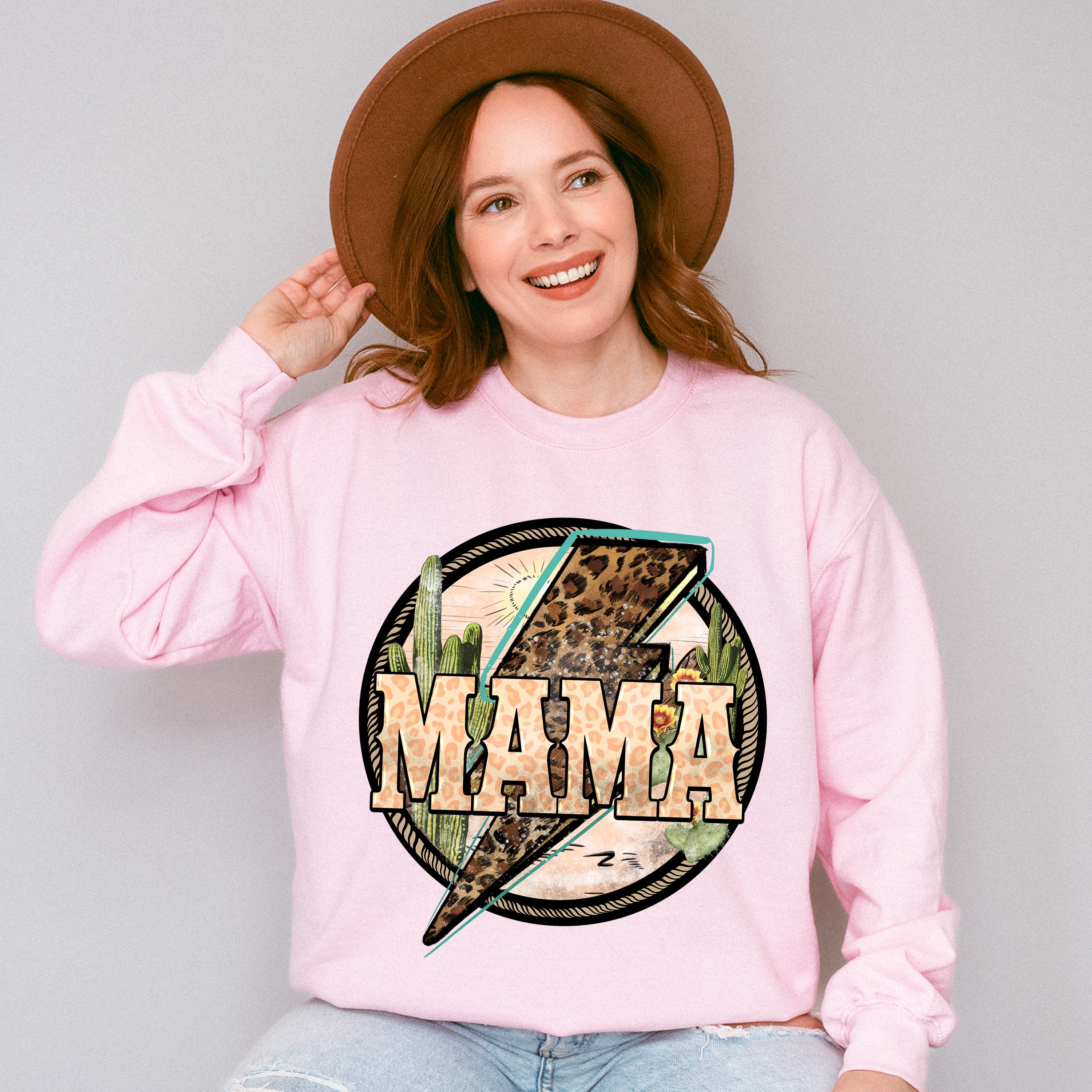Mama Leopard Lightning Mother's Day Unisex Crewneck T-Shirt Sweatshirt Hoodie