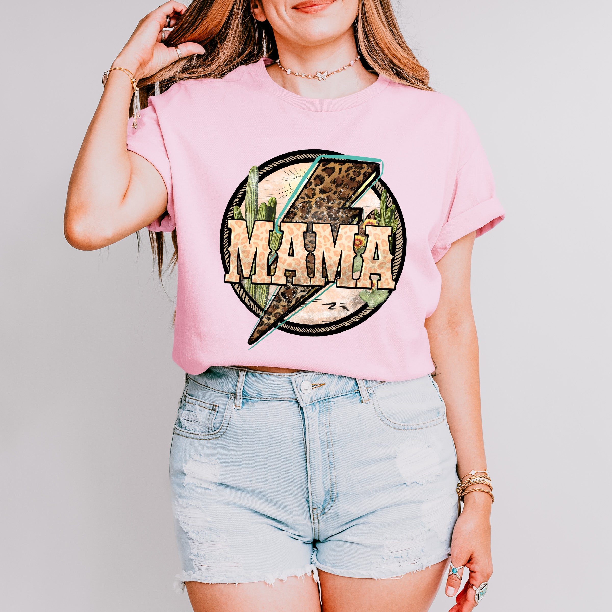 Mama Leopard Lightning Mother's Day Unisex Crewneck T-Shirt Sweatshirt Hoodie