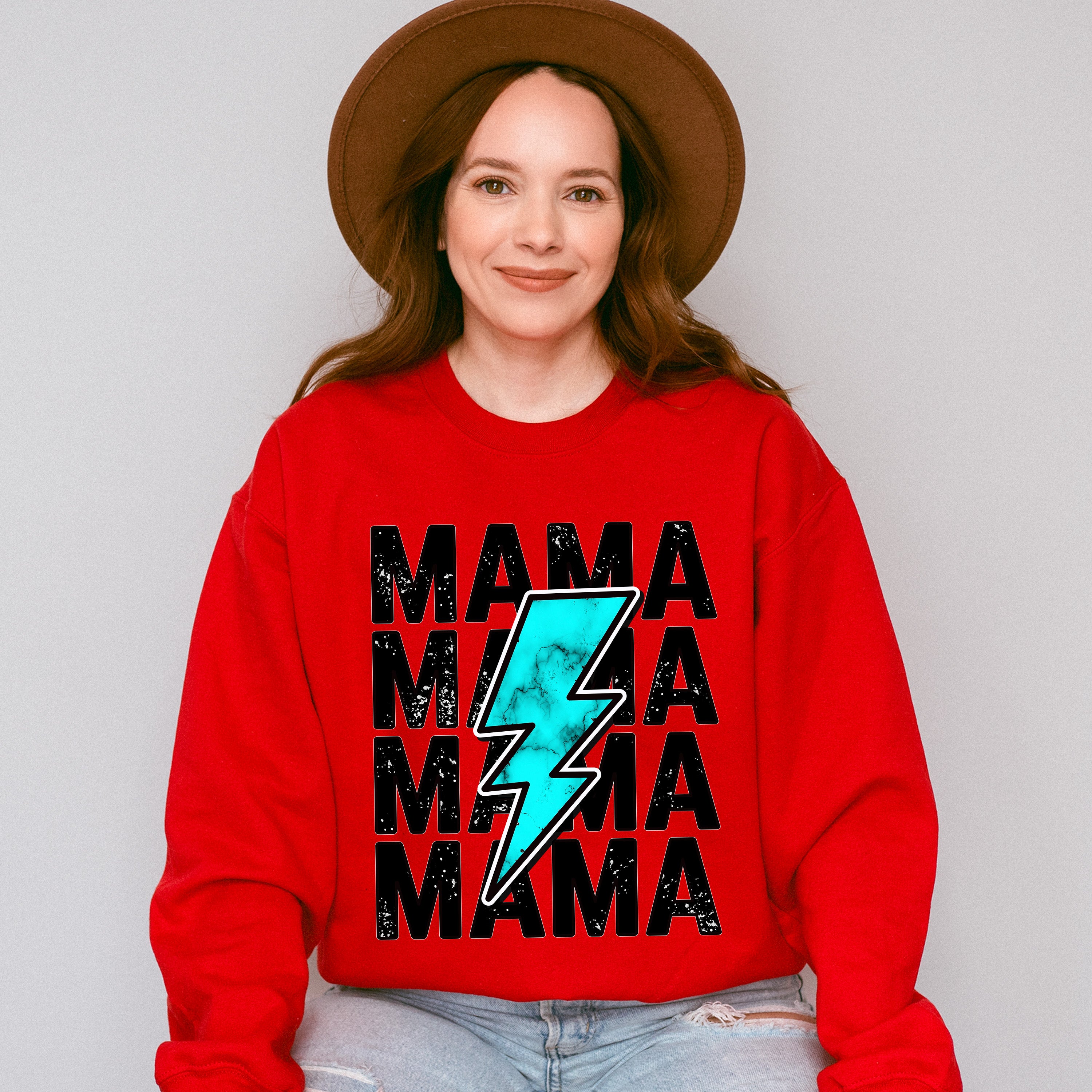 Mama Blue Lightning Mother's Day Unisex Crewneck T-Shirt Sweatshirt Hoodie