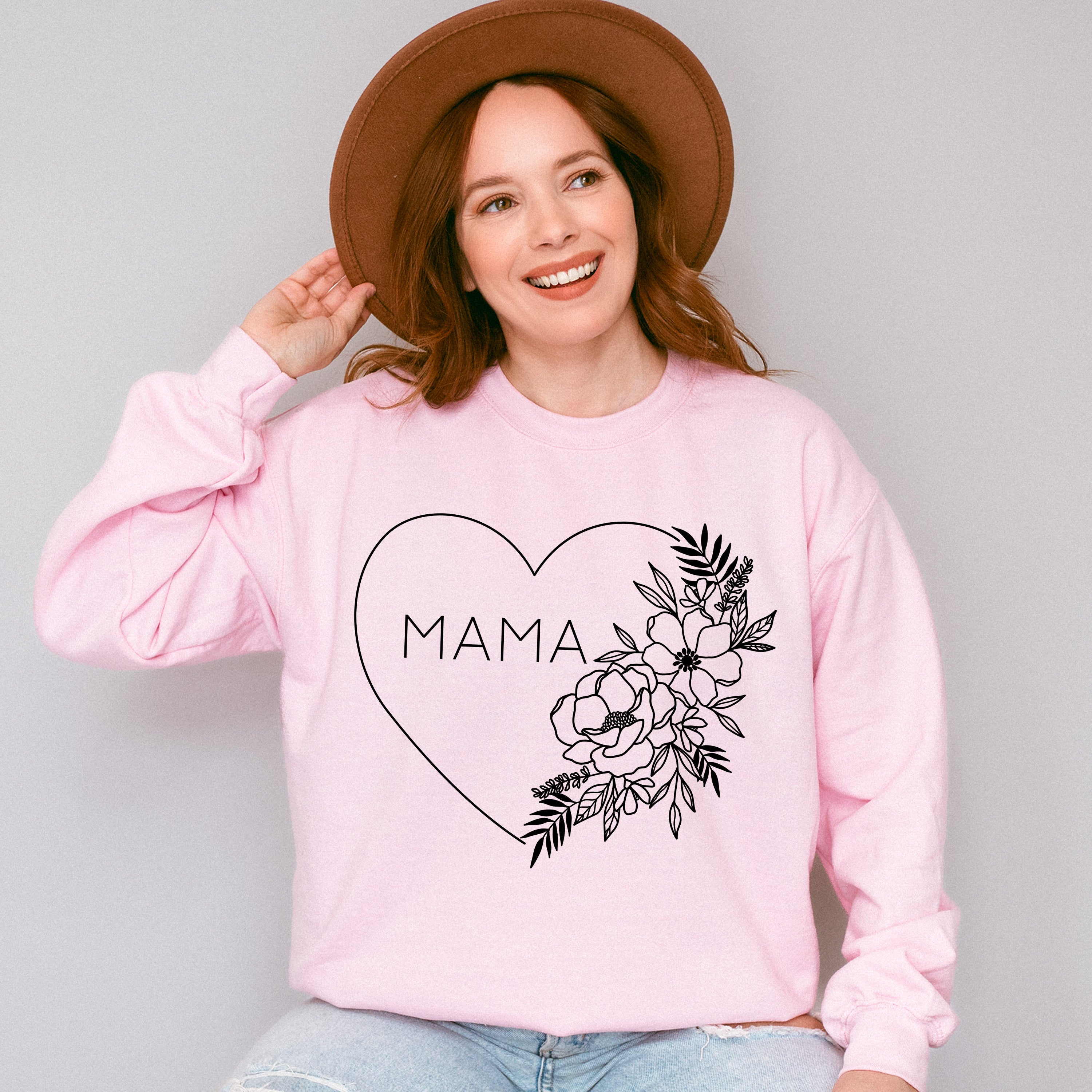 Mama Heart Of Flower Mother&#39;s Day Unisex Crewneck T-Shirt Sweatshirt Hoodie