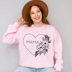 Mama Heart Of Flower Mother's Day Unisex Crewneck T-Shirt Sweatshirt Hoodie