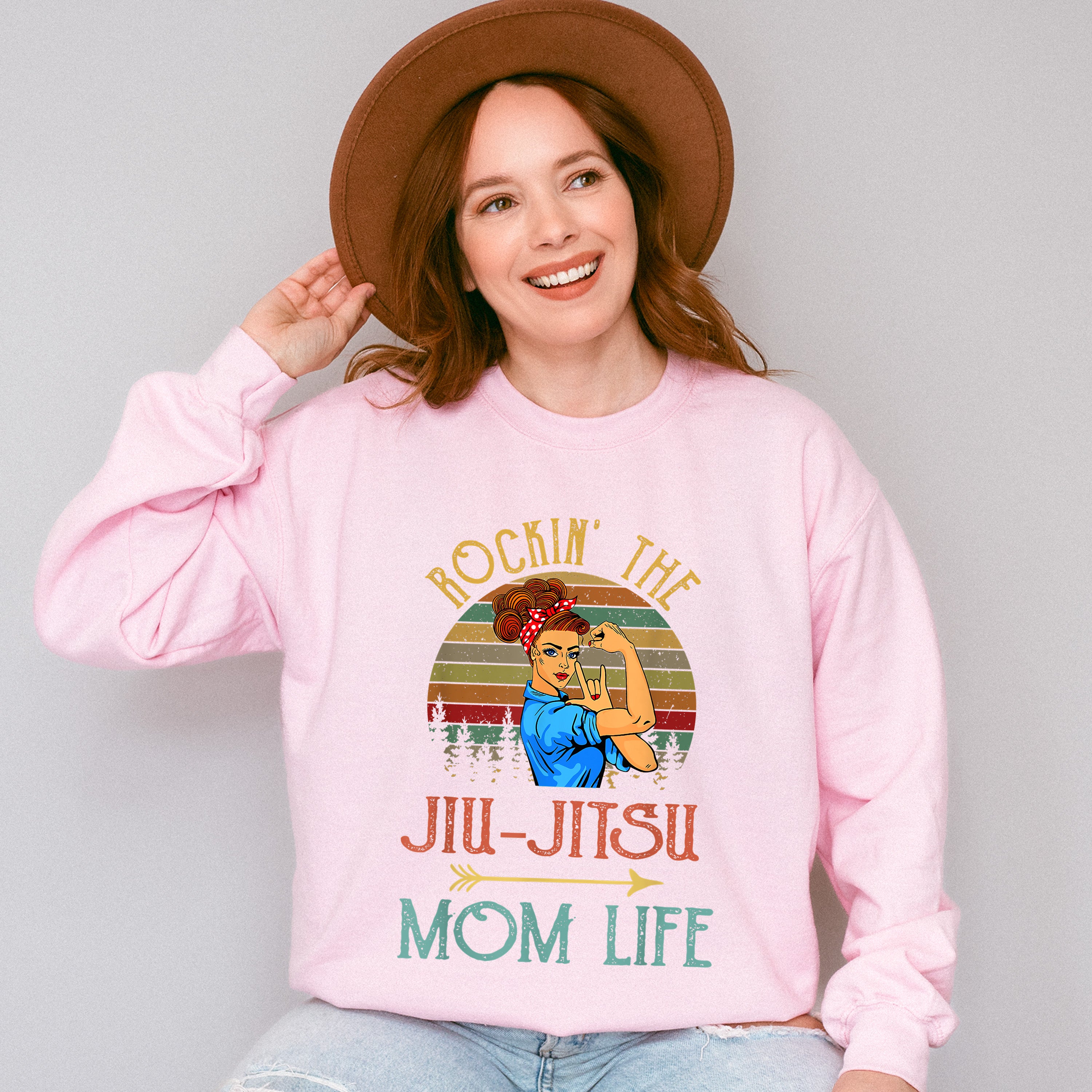 Rockin' The Jiu Jitsu Mother's Day Unisex Crewneck T-Shirt Sweatshirt Hoodie