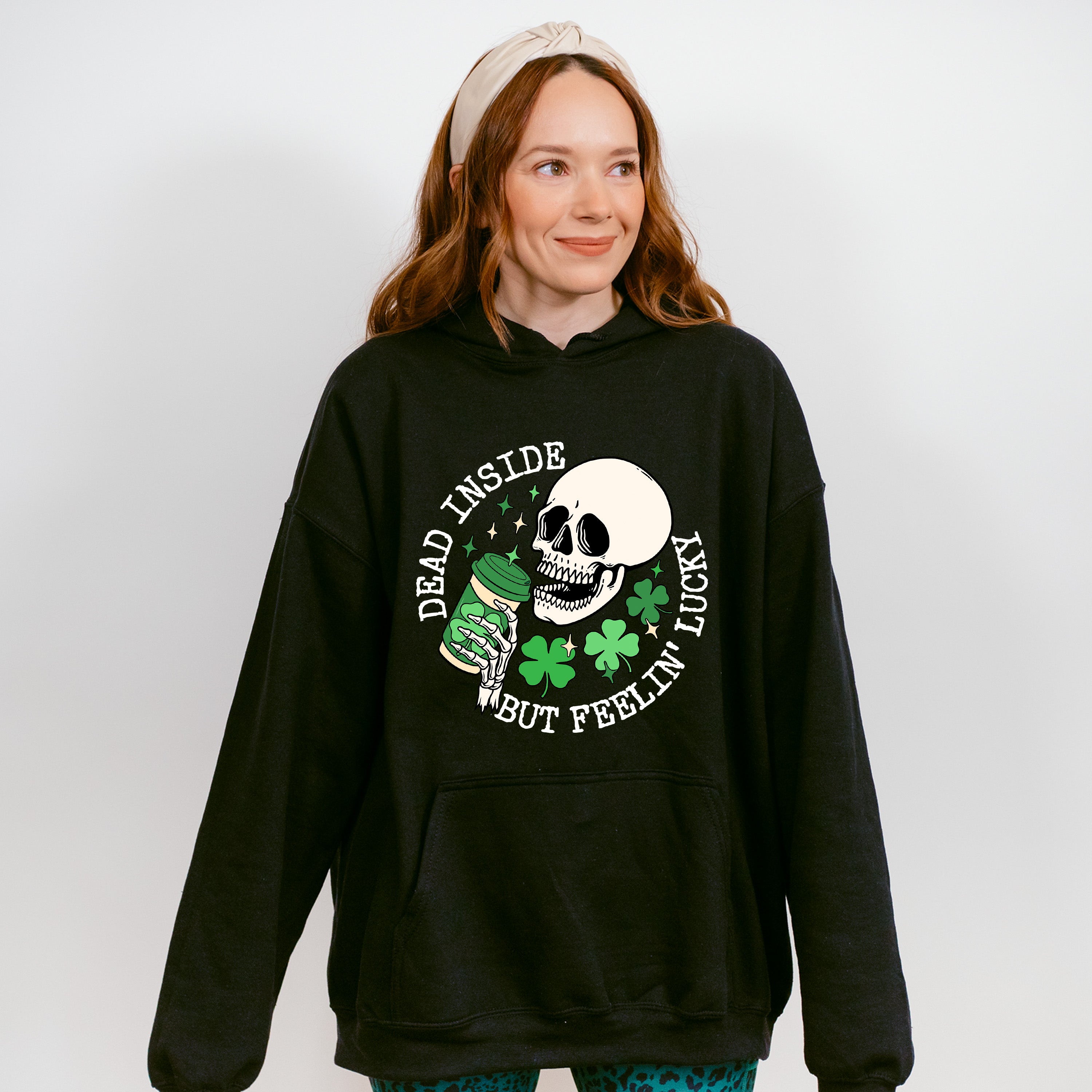 Dead Inside But Feelin' Lucky St Patricks Theme T-shirt, Hoodie, Sweatshirt