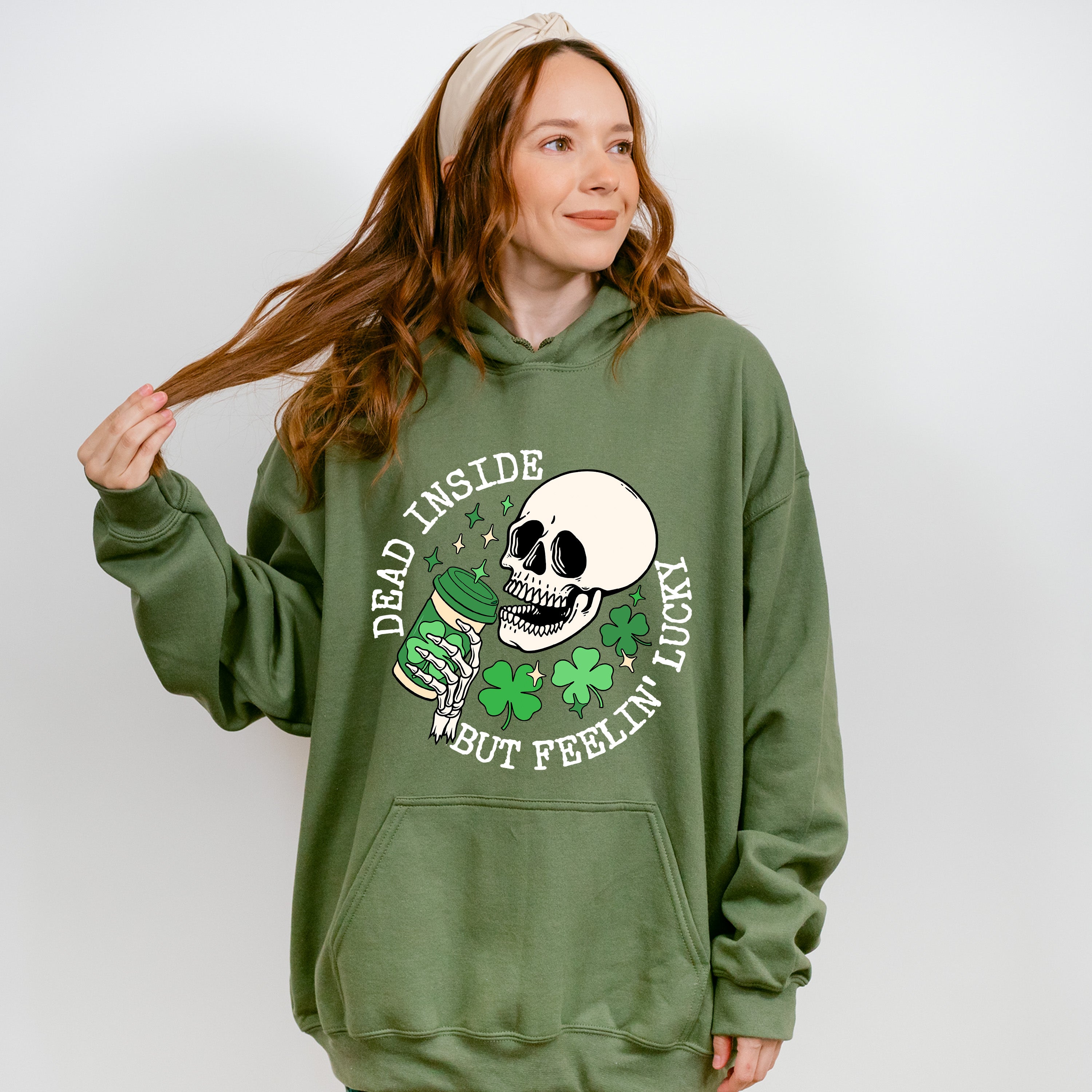 Dead Inside But Feelin' Lucky St Patricks Theme T-shirt, Hoodie, Sweatshirt