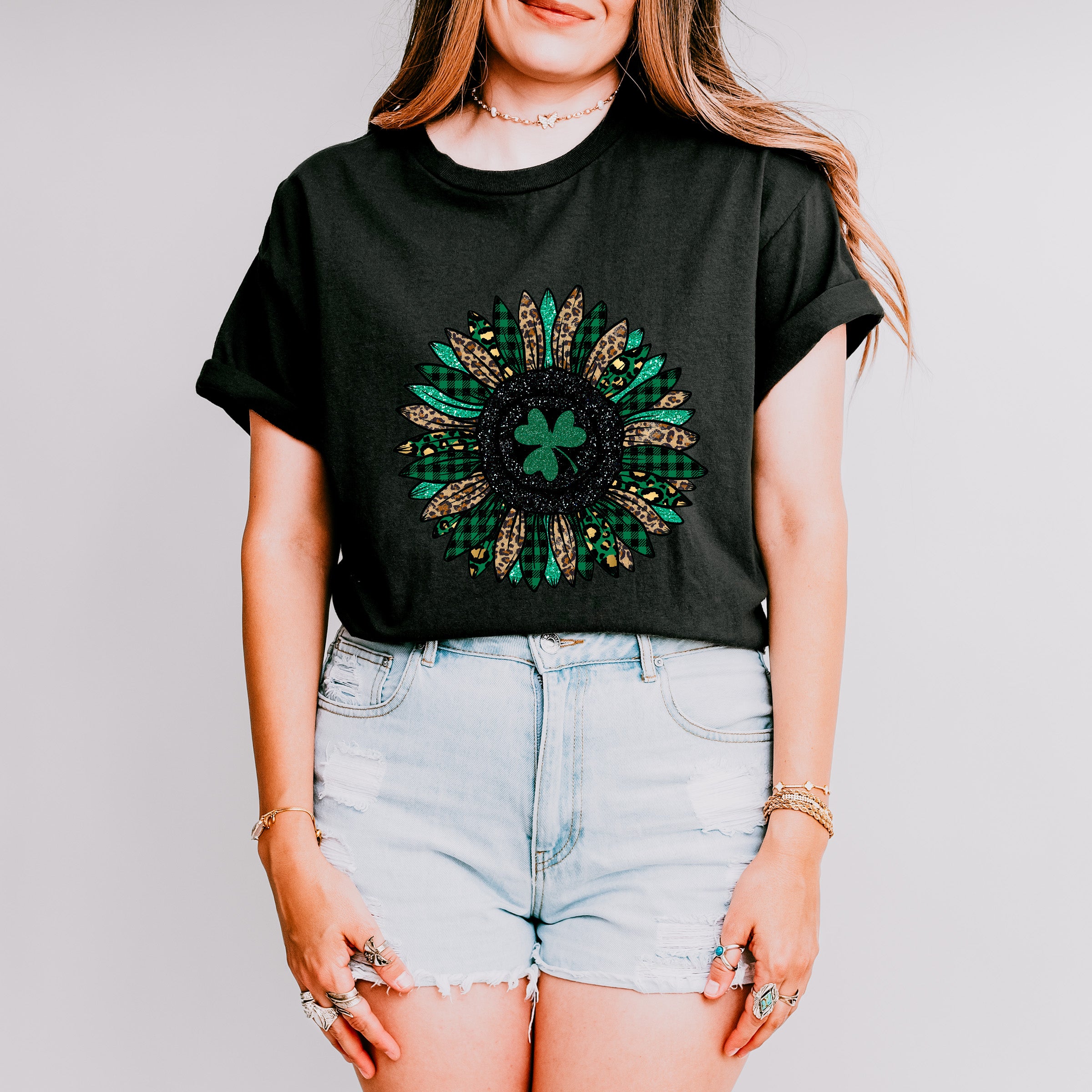 Faux Glitter FlowerSt Patricks Theme T-shirt, Hoodie, Sweatshirt