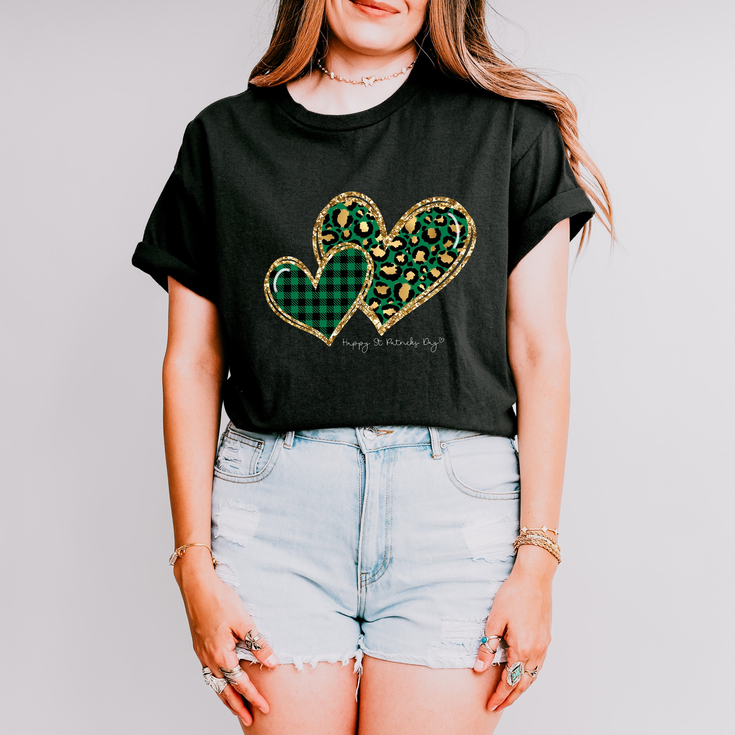 Leopard Print Heart St Patricks Theme T-shirt, Hoodie, Sweatshirt
