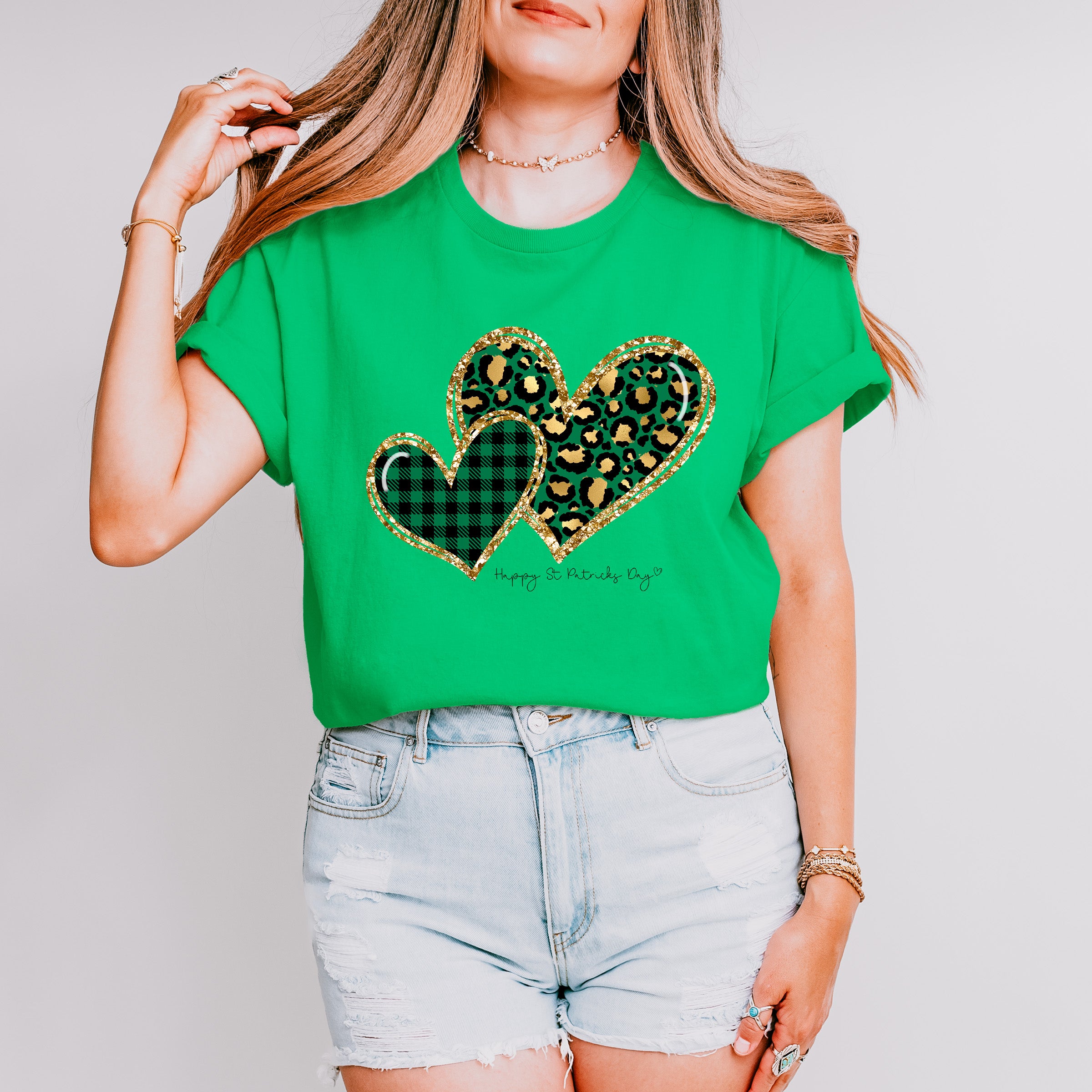 Leopard Print Heart St Patricks Theme T-shirt, Hoodie, Sweatshirt