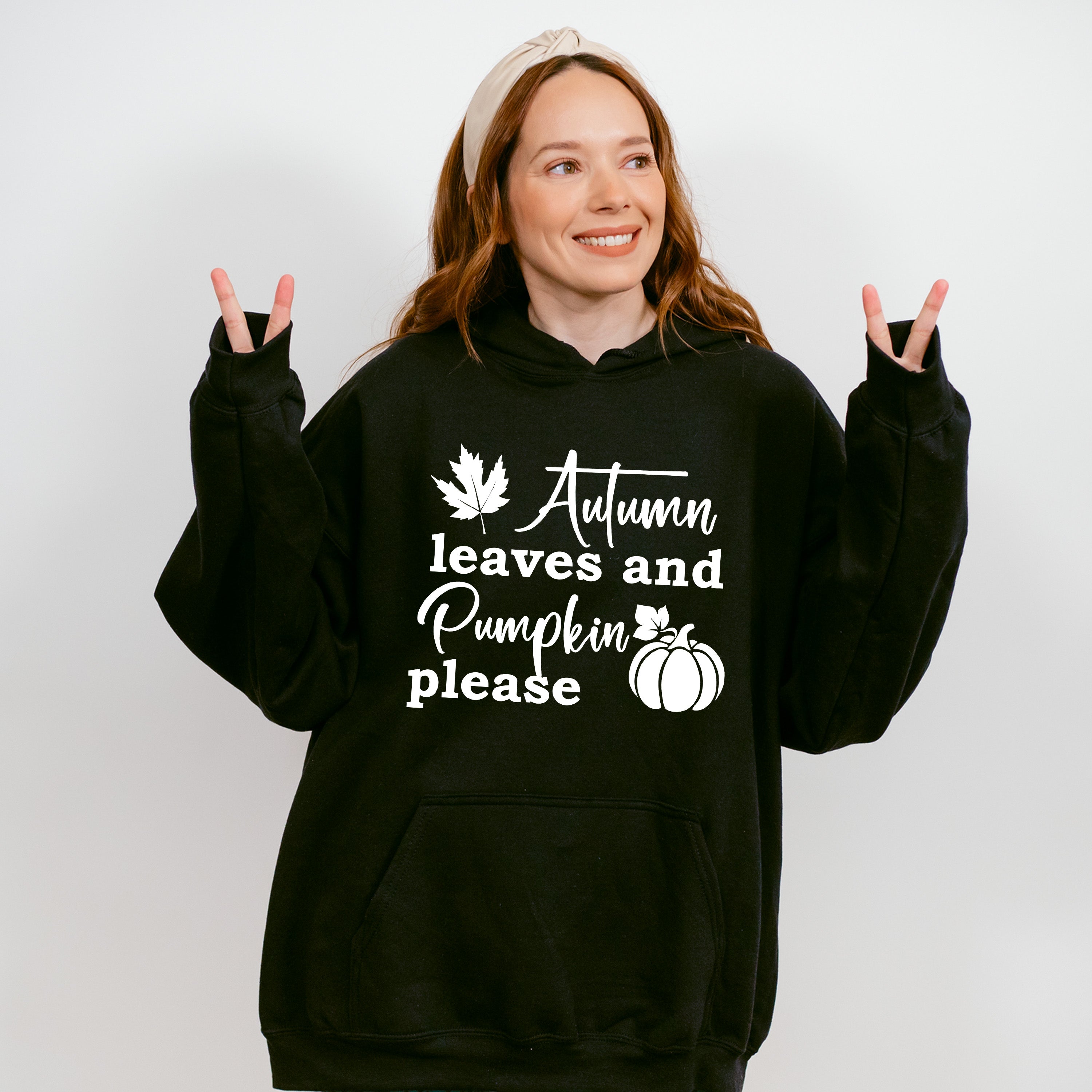 Autumn Leaves And Pumpkin Please Design - Fall Theme Unisex Crewneck T-Shirt Sweatshirt Hoodie