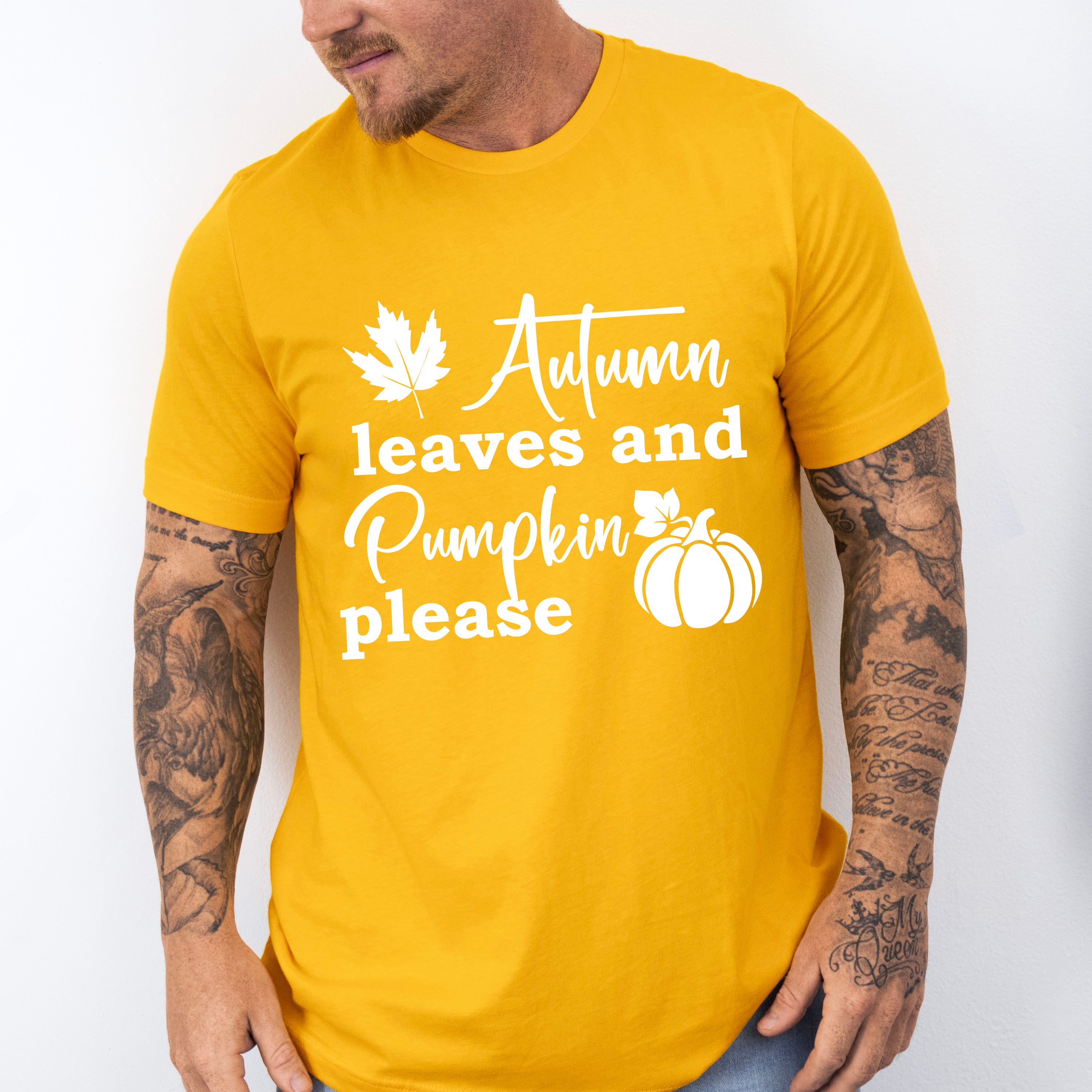 Autumn Leaves And Pumpkin Please Design - Fall Theme Unisex Crewneck T-Shirt Sweatshirt Hoodie