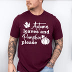 Autumn Leaves And Pumpkin Please Design - Fall Theme Unisex Crewneck T-Shirt Sweatshirt Hoodie