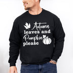 Autumn Leaves And Pumpkin Please Design - Fall Theme Unisex Crewneck T-Shirt Sweatshirt Hoodie