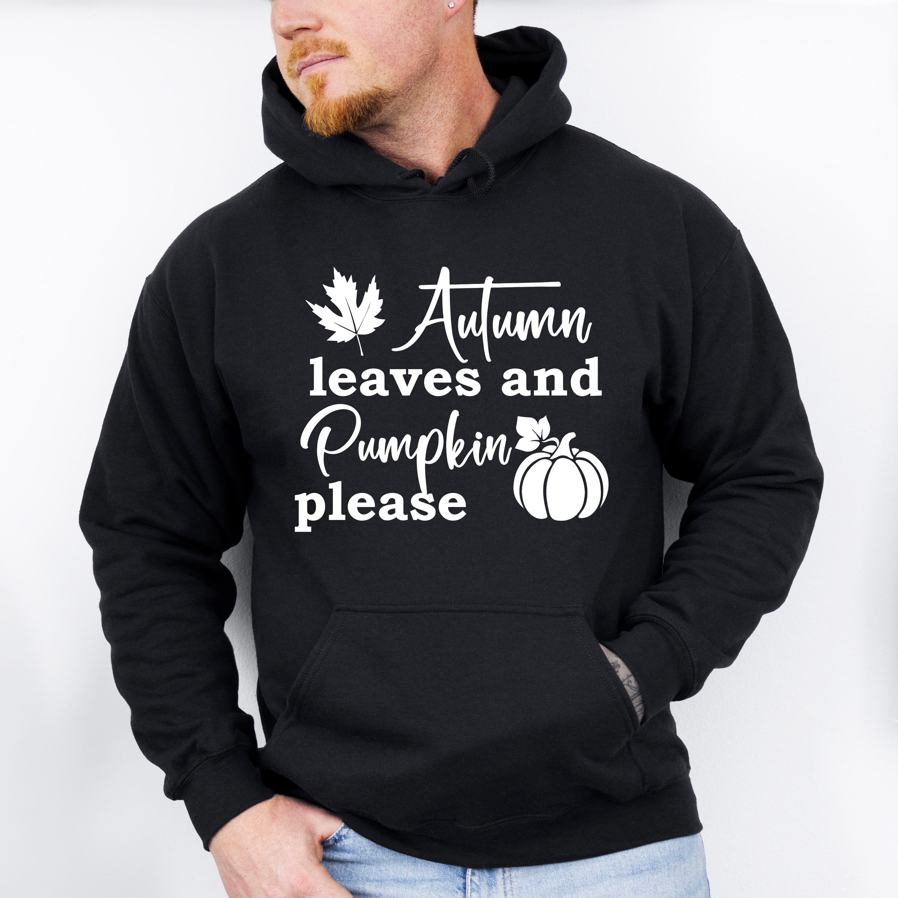 Autumn Leaves And Pumpkin Please Design - Fall Theme Unisex Crewneck T-Shirt Sweatshirt Hoodie