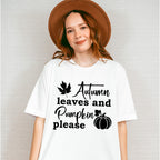 Autumn Leaves And Pumpkin Please Design - Fall Theme Unisex Crewneck T-Shirt Sweatshirt Hoodie