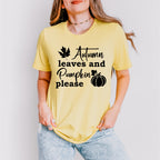 Autumn Leaves And Pumpkin Please Design - Fall Theme Unisex Crewneck T-Shirt Sweatshirt Hoodie