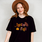 Hello Fall Design - Fall Theme Unisex Crewneck T-Shirt Sweatshirt Hoodie