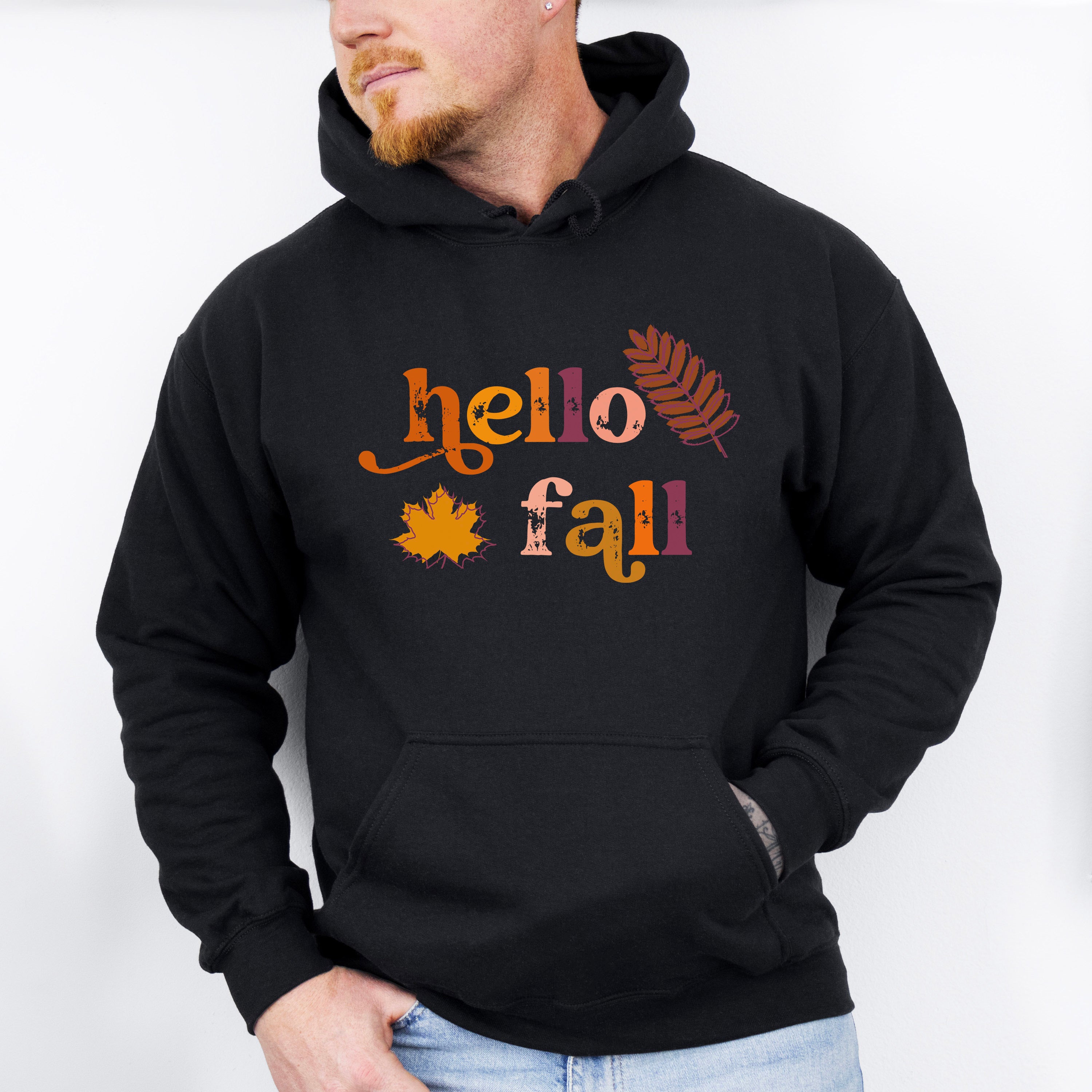 Hello Fall Design - Fall Theme Unisex Crewneck T-Shirt Sweatshirt Hoodie