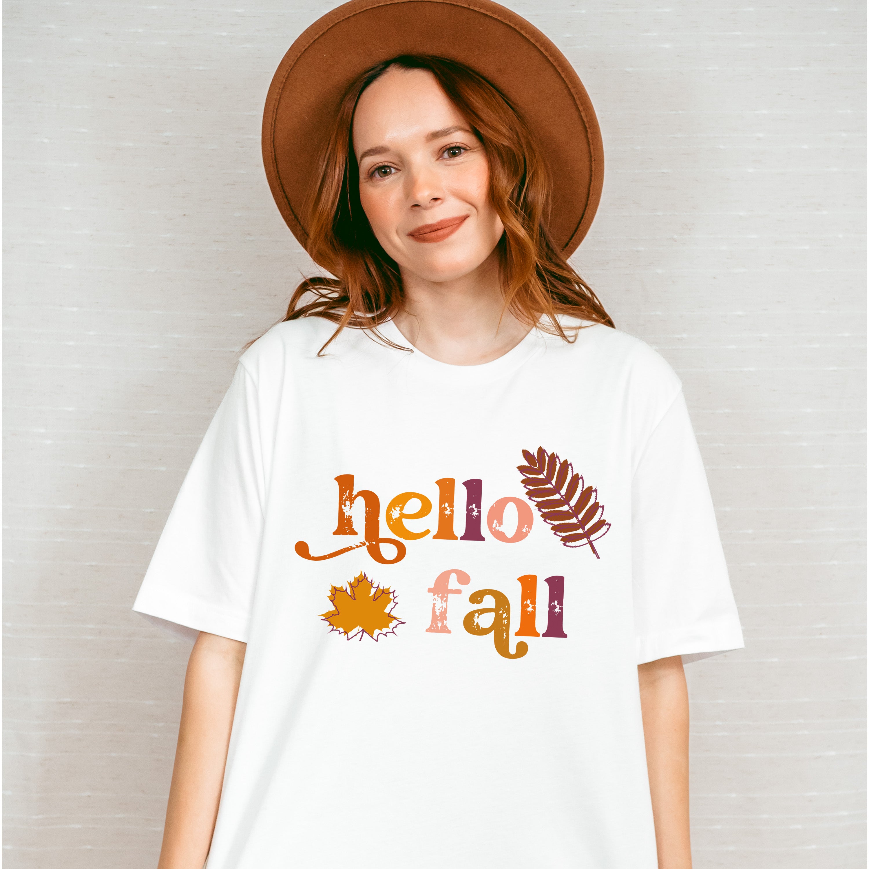 Hello Fall Design - Fall Theme Unisex Crewneck T-Shirt Sweatshirt Hoodie