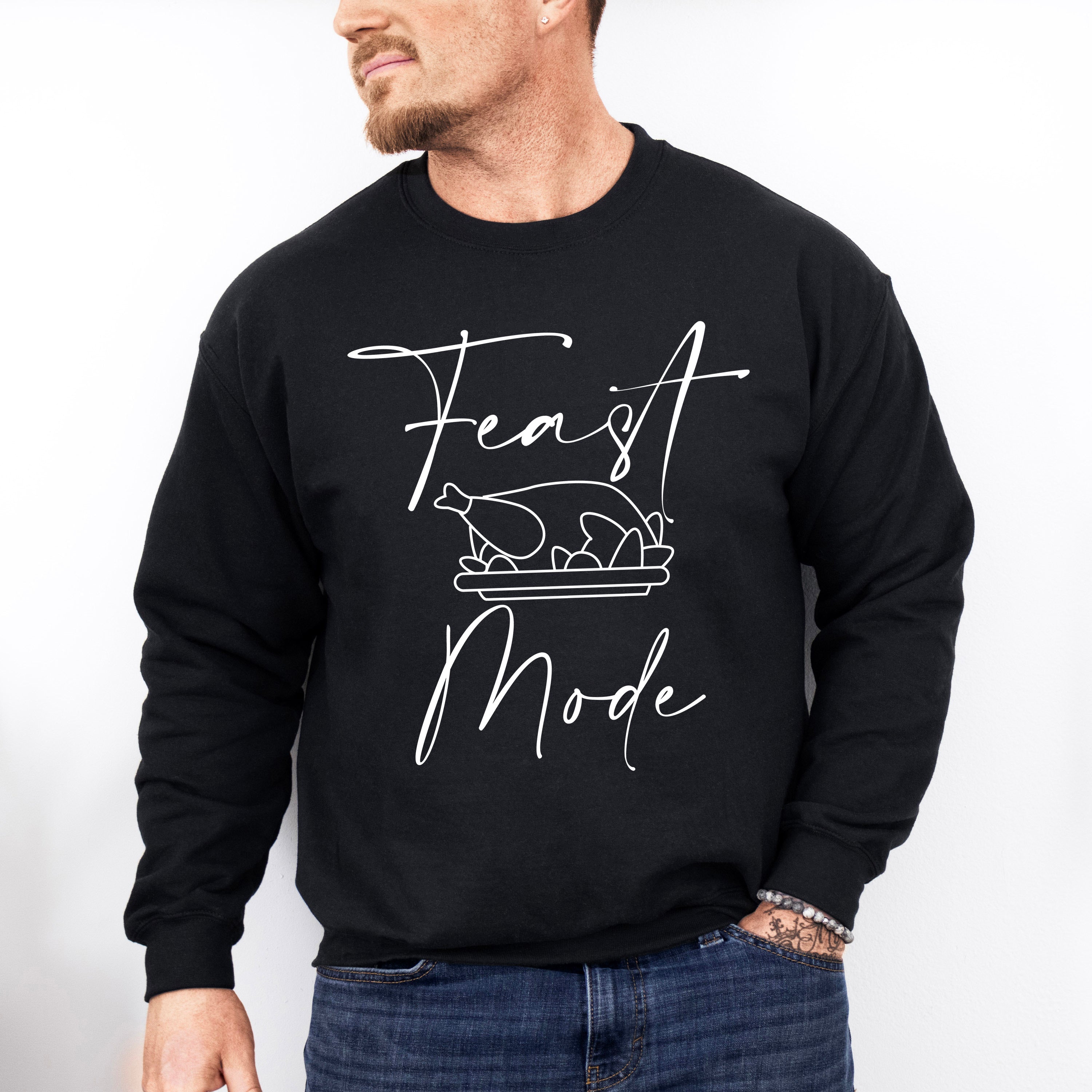 Turkey Feast Mode - Thanksgiving Theme Unisex Crewneck T-Shirt Sweatshirt Hoodie