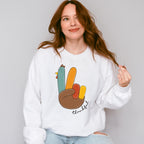 Turkey Peace Sign Thankful - Thanksgiving Theme Unisex Crewneck T-Shirt Sweatshirt Hoodie