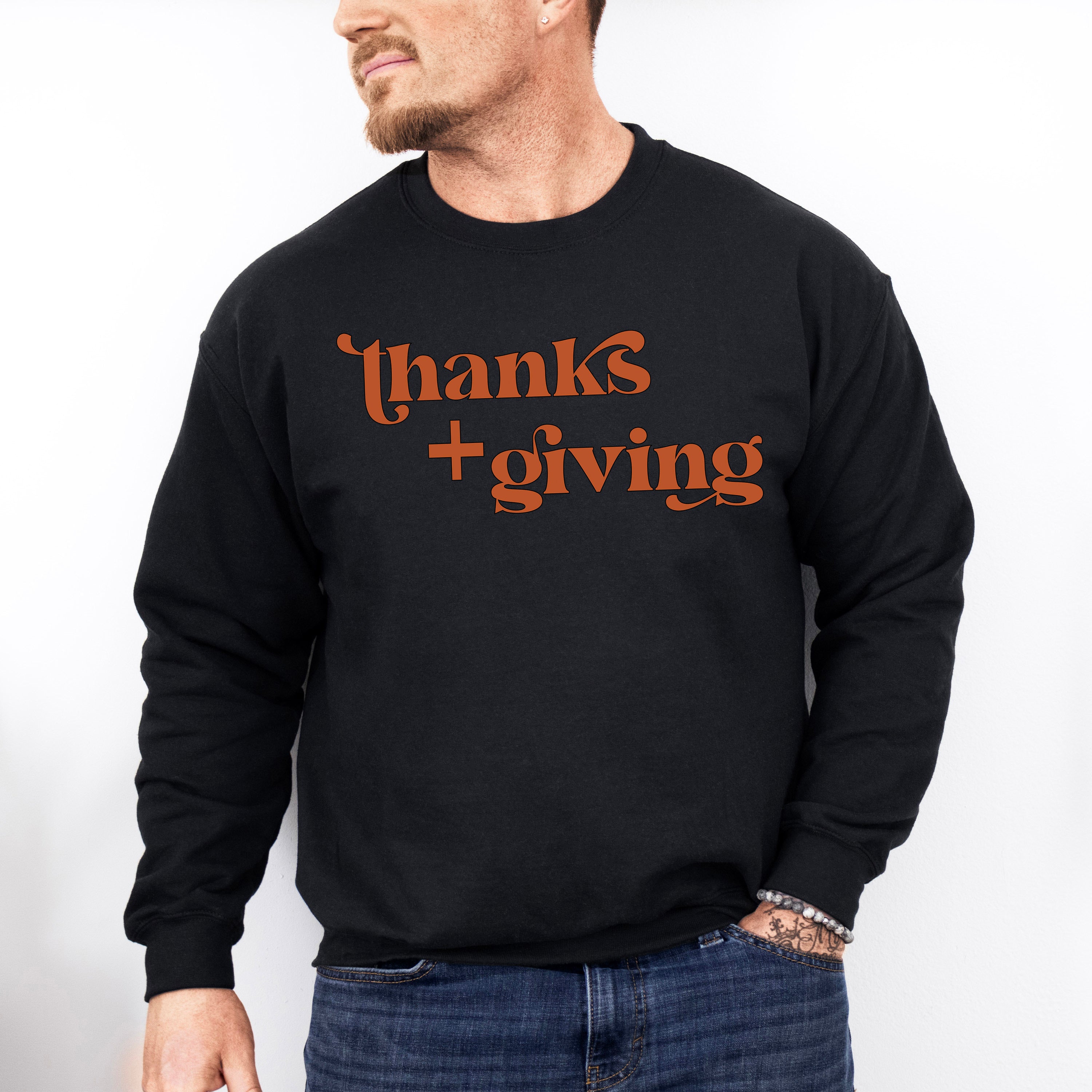 Thanks + Giving Design - Thanksgiving Theme Unisex Crewneck T-Shirt Sweatshirt Hoodie