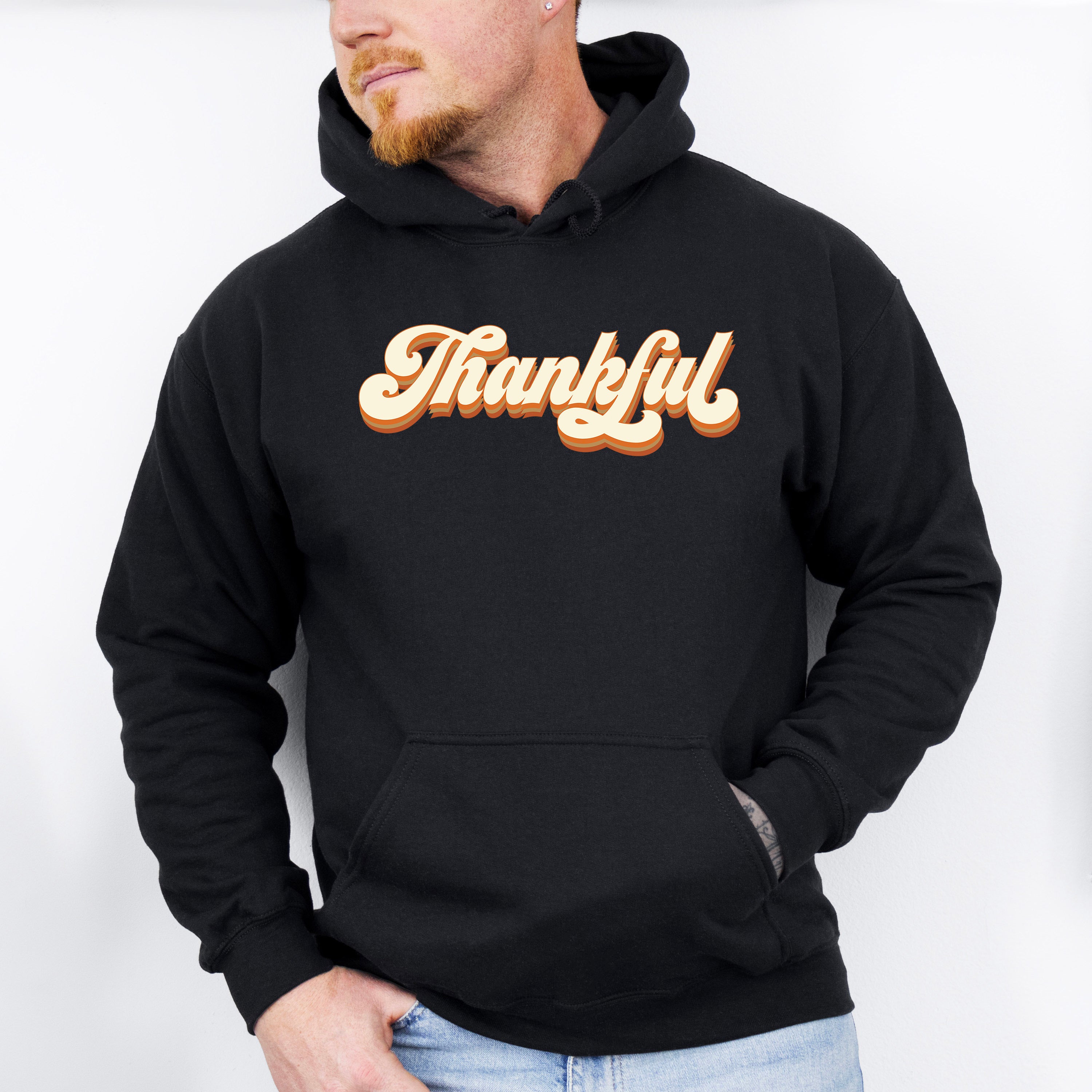 Retro Thankful Design - Thanksgiving Theme Unisex Crewneck T-Shirt Sweatshirt Hoodie