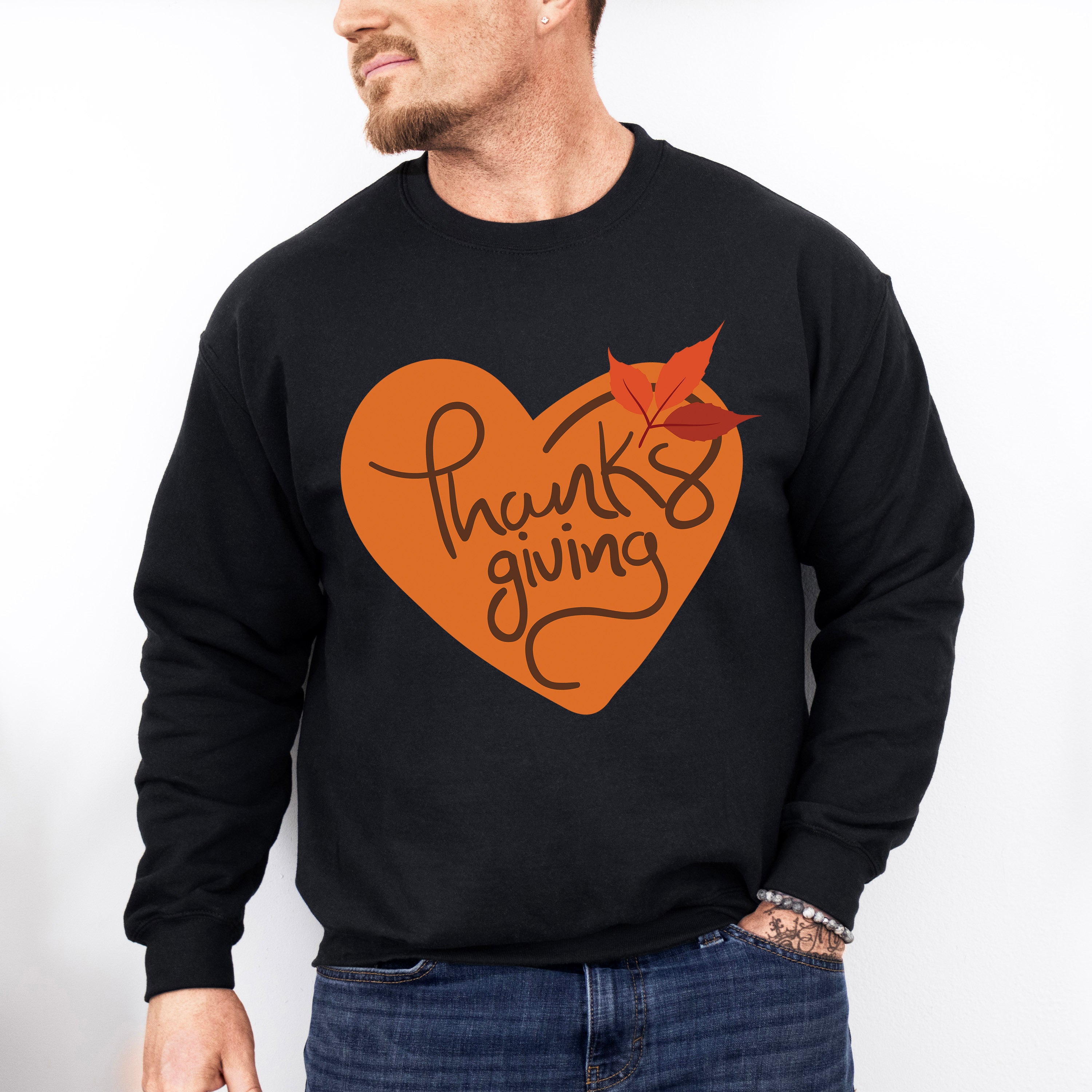 Thanksgiving Heart Shape - Thanksgiving Theme Unisex Crewneck T-Shirt Sweatshirt Hoodie