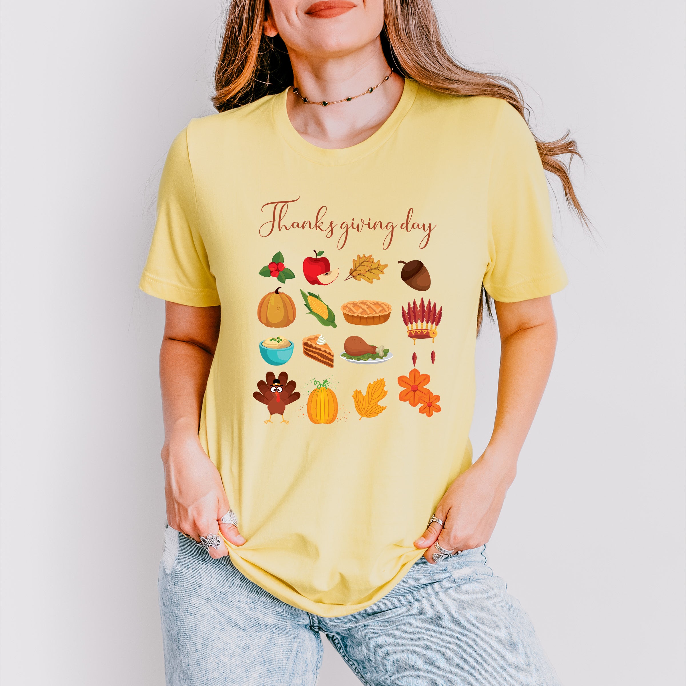 Thanksgiving Day Doodles Design - Thanksgiving Theme Unisex Crewneck T-Shirt Sweatshirt Hoodie