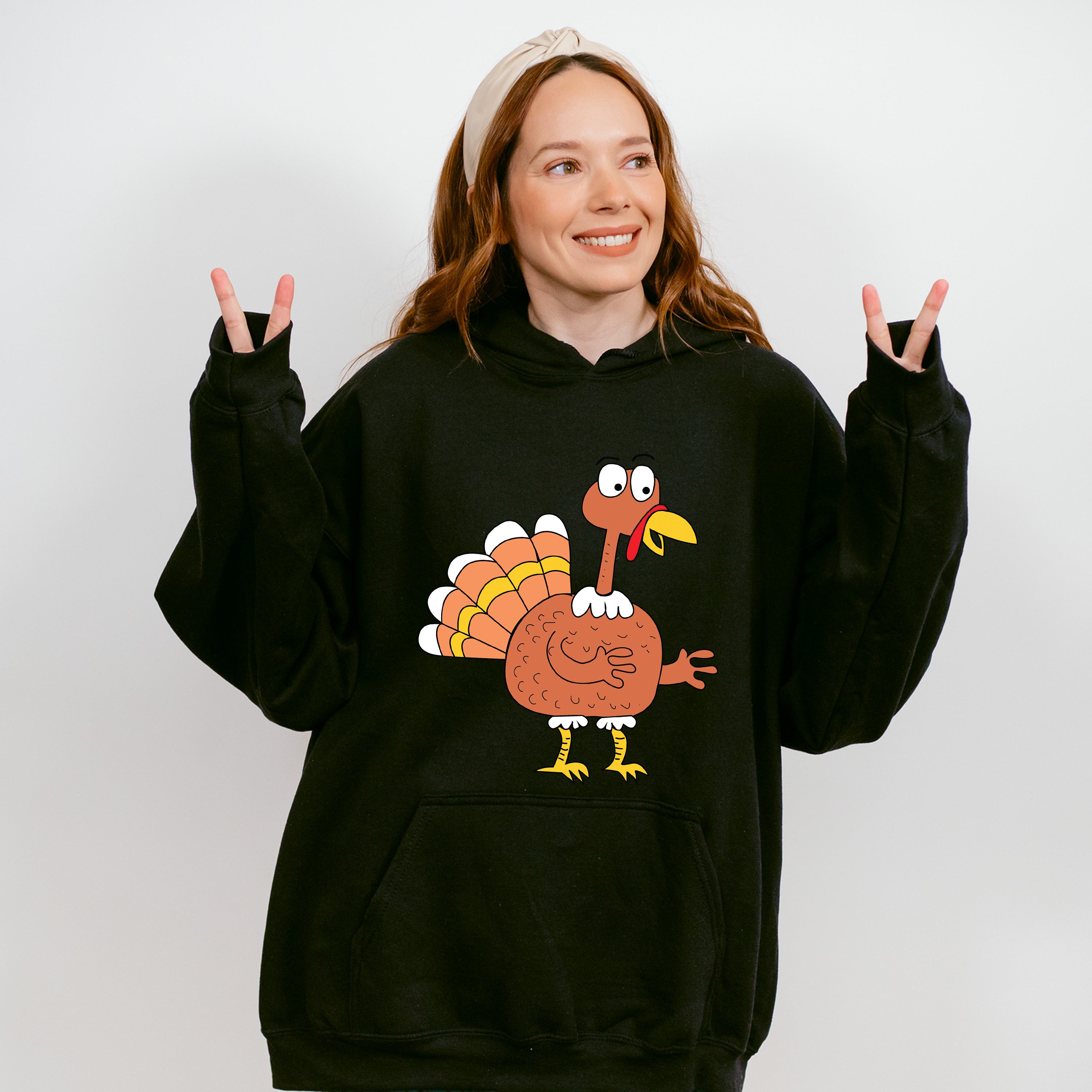 Smiling Turkey Design - Thanksgiving Theme Unisex Crewneck T-Shirt Sweatshirt Hoodie