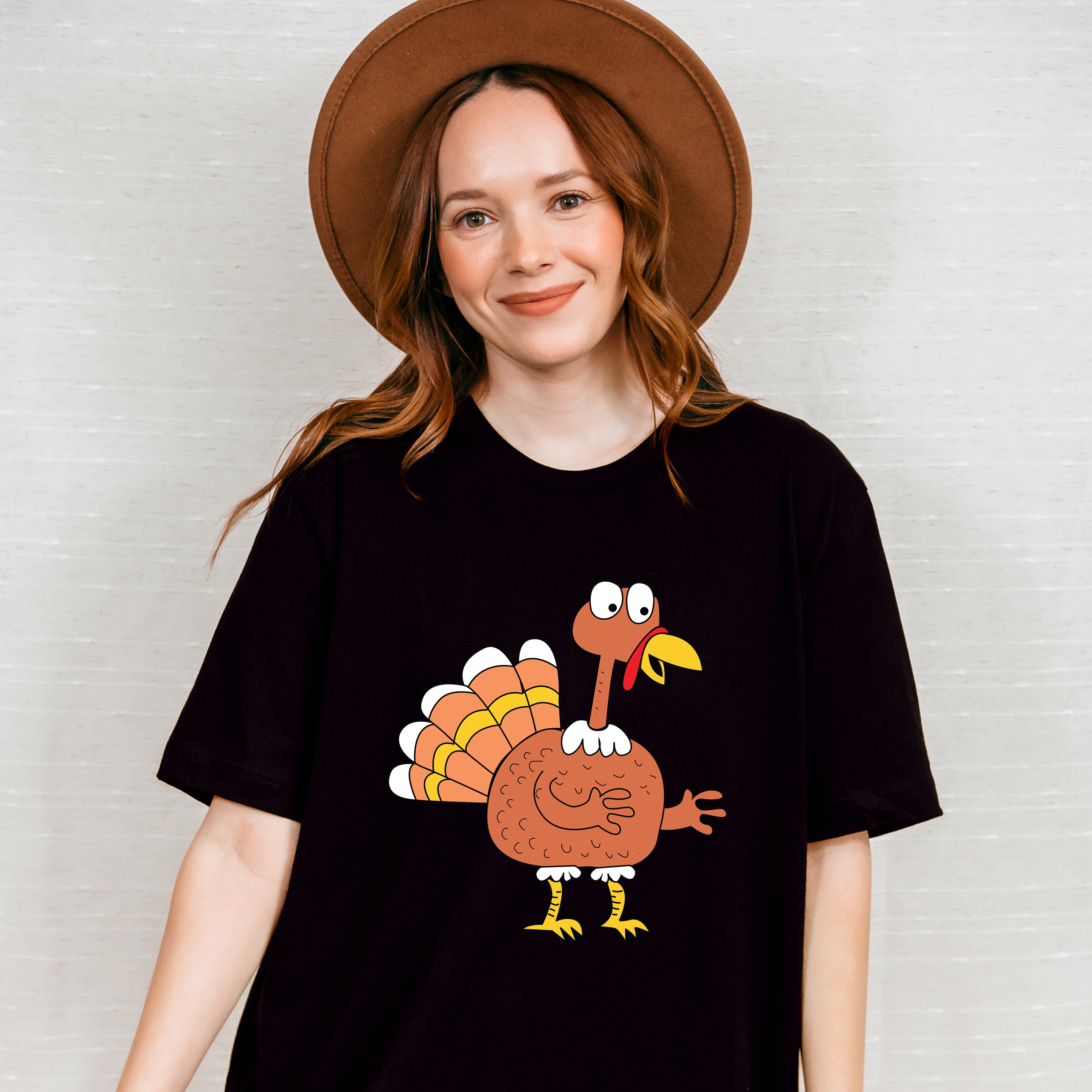 Smiling Turkey Design - Thanksgiving Theme Unisex Crewneck T-Shirt Sweatshirt Hoodie