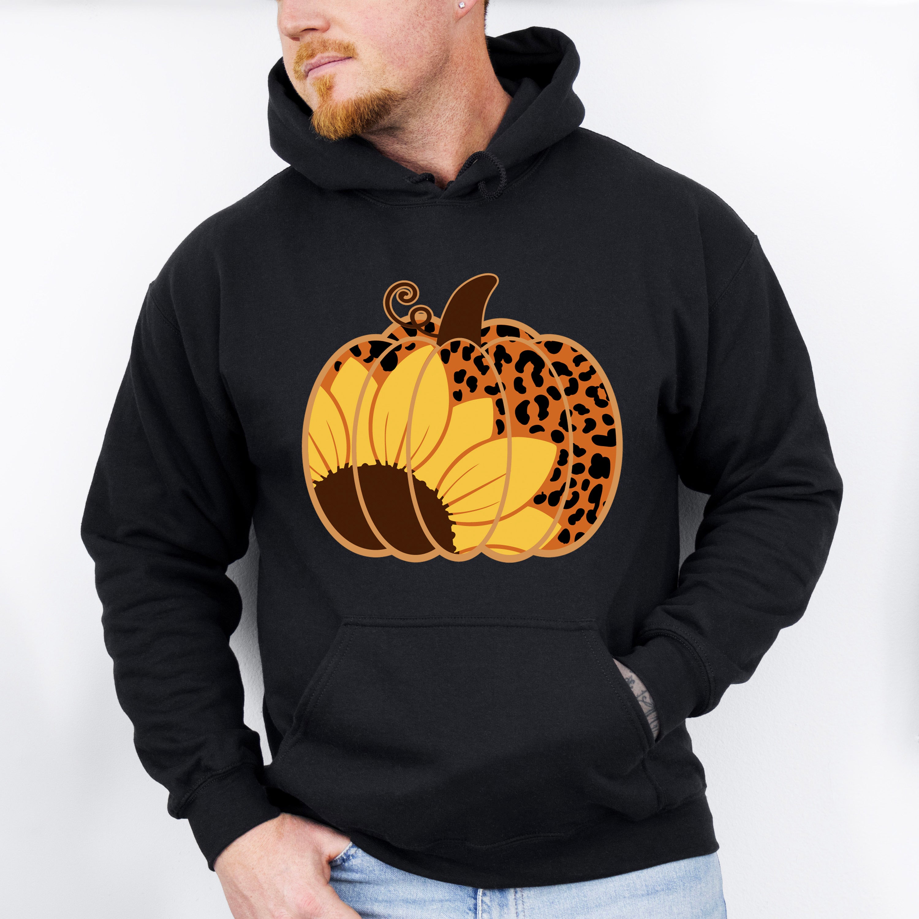 Sunflower Pumpkin Design - Fall Theme Unisex Crewneck T-Shirt Sweatshirt Hoodie
