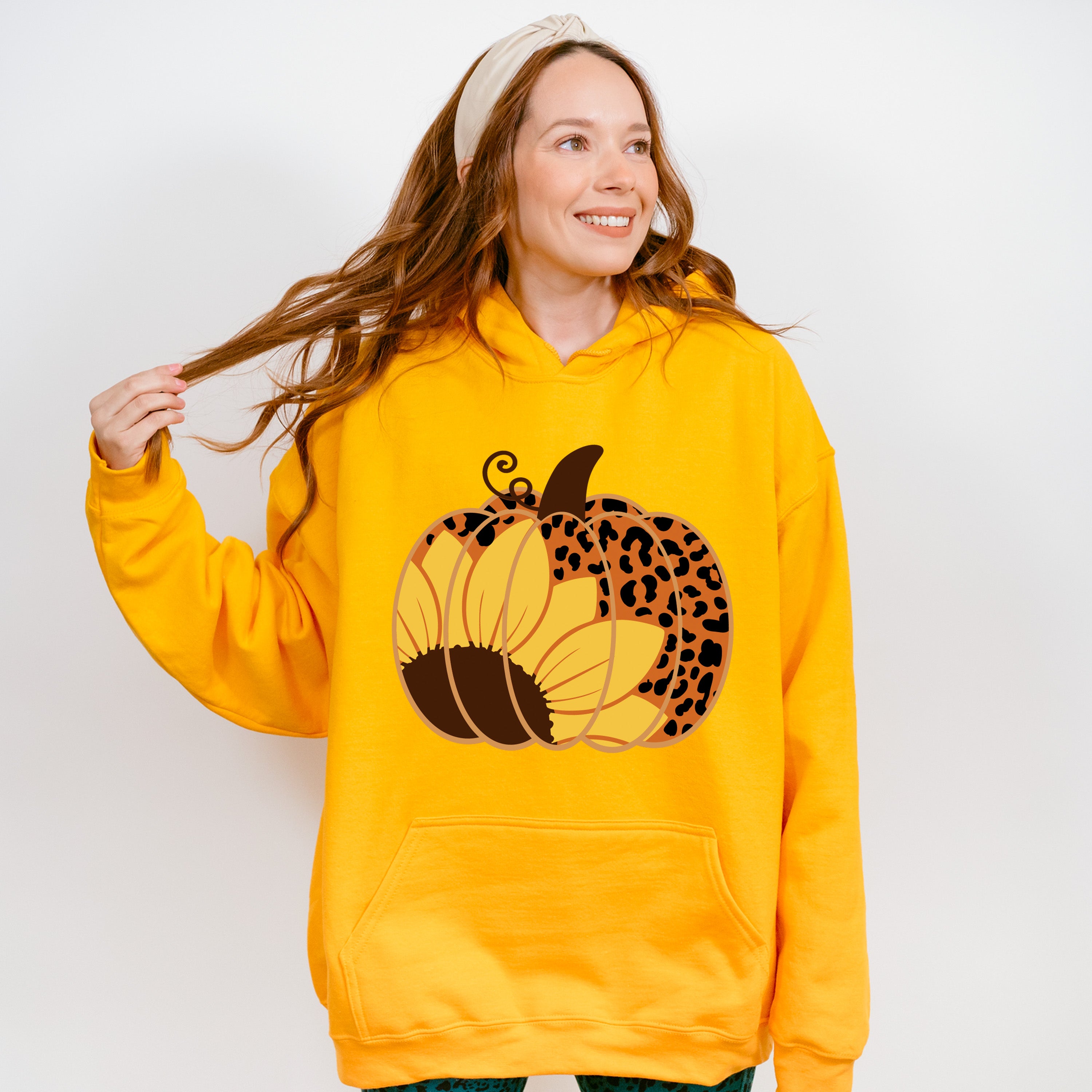 Sunflower Pumpkin Design - Fall Theme Unisex Crewneck T-Shirt Sweatshirt Hoodie