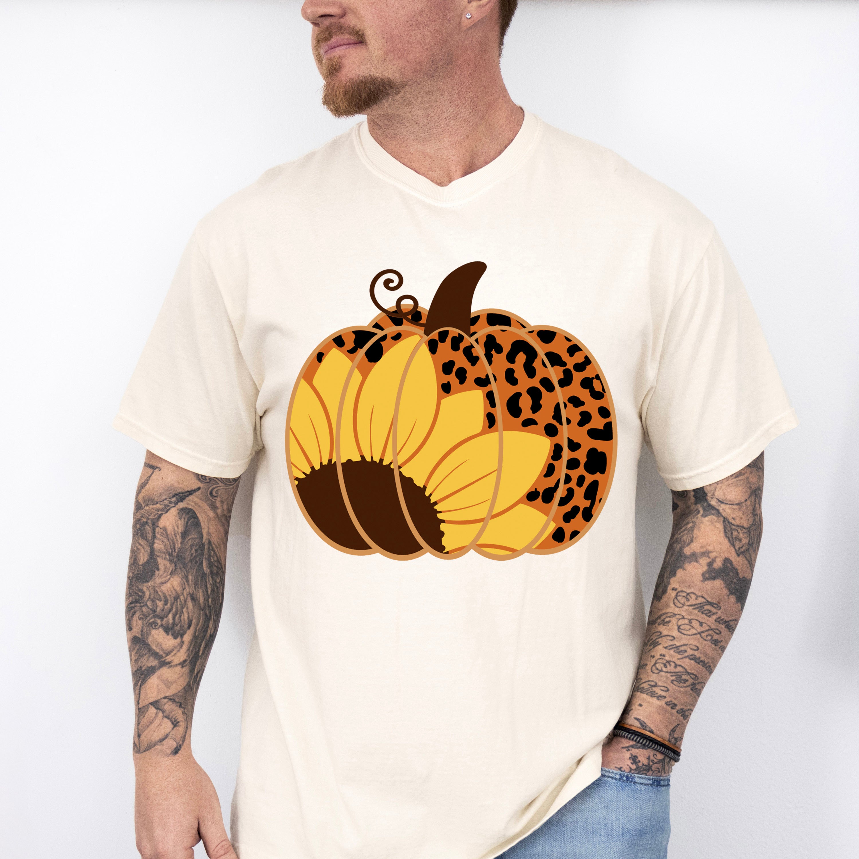 Sunflower Pumpkin Design - Fall Theme Unisex Crewneck T-Shirt Sweatshirt Hoodie